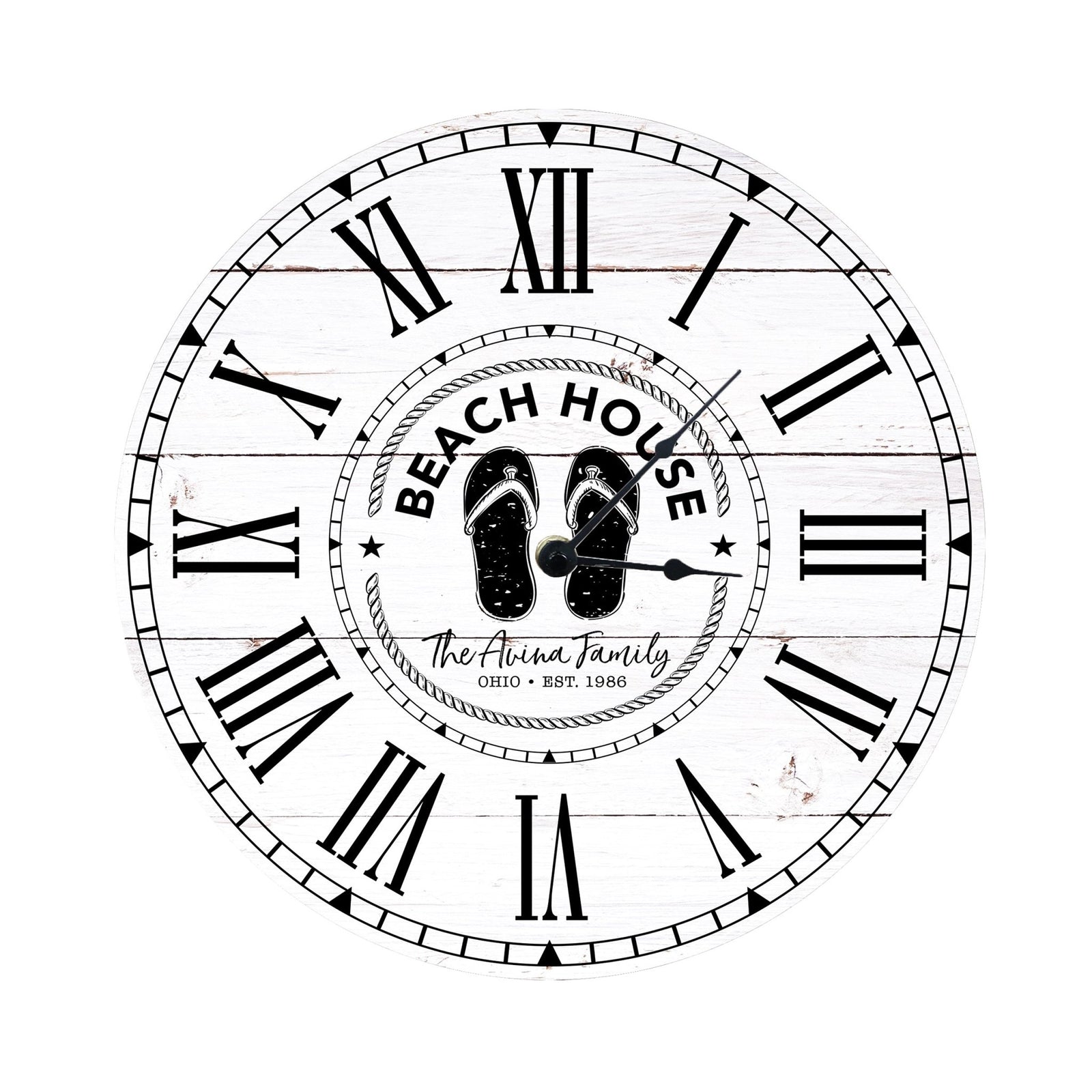 Custom Everyday Home and Family Clock 12” x .0125” Beach House - LifeSong Milestones