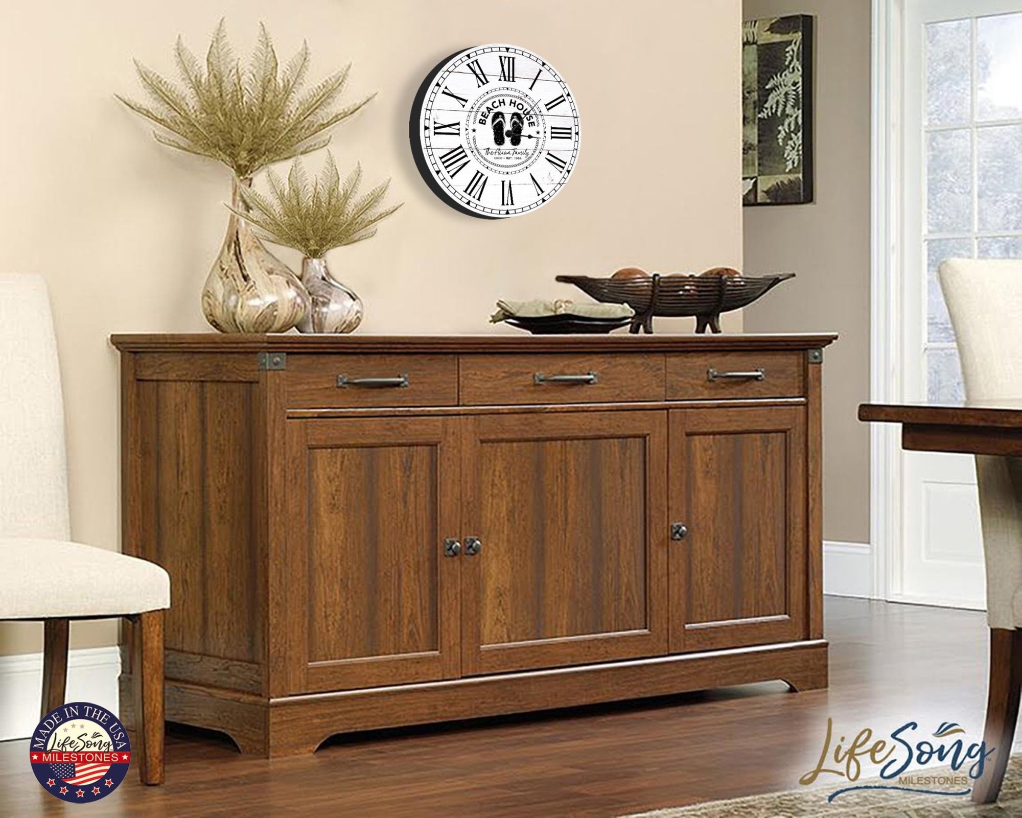 Custom Everyday Home and Family Clock 12” x .0125” Beach House - LifeSong Milestones