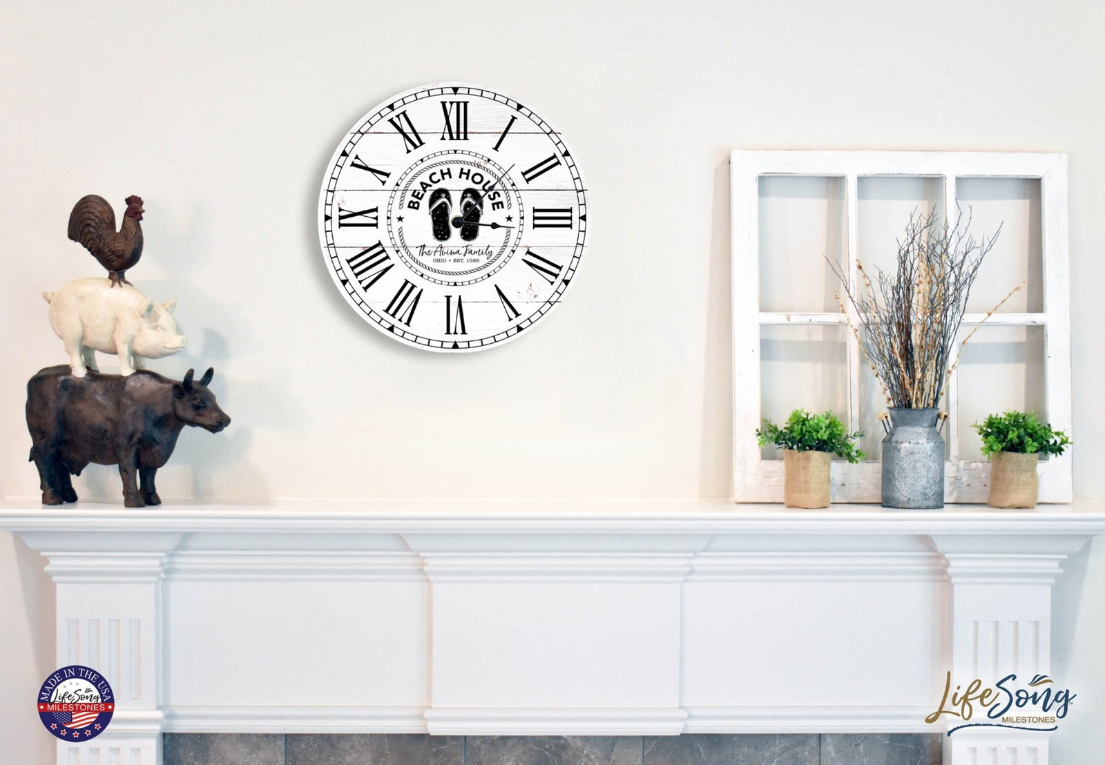 Custom Everyday Home and Family Clock 12” x .0125” Beach House - LifeSong Milestones