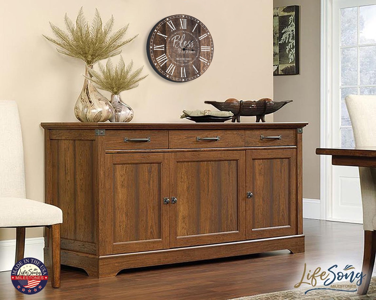 Custom Everyday Home and Family Clock 12” x .0125” Bless This Home - LifeSong Milestones