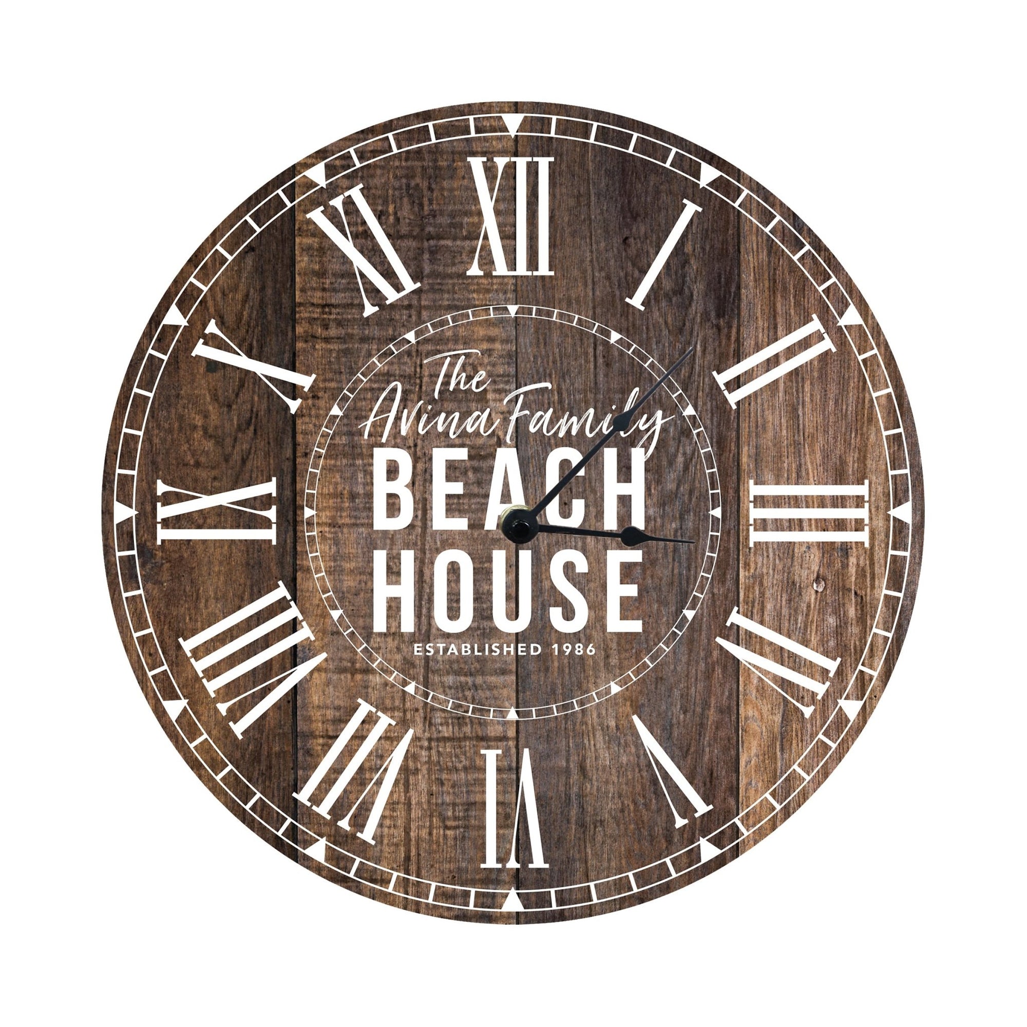 Custom Everyday Home and Family Clock 12” x 0.125” Family Beach House - LifeSong Milestones