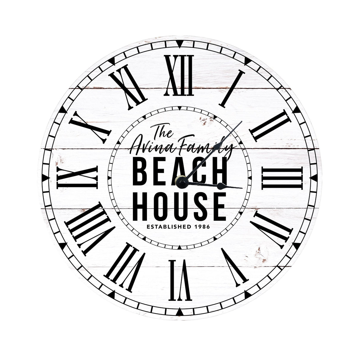 Custom Everyday Home and Family Clock 12” x 0.125” Family Beach House - LifeSong Milestones