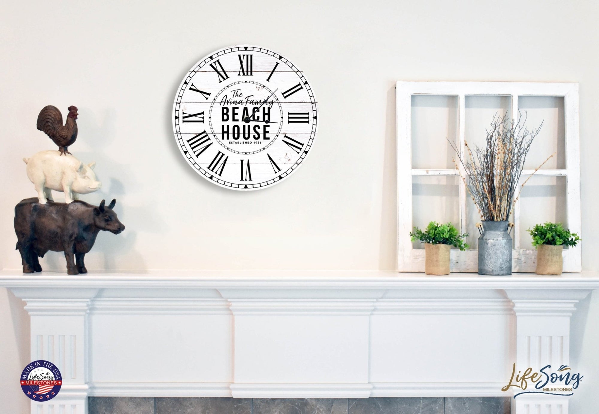 Custom Everyday Home and Family Clock 12” x 0.125” Family Beach House - LifeSong Milestones