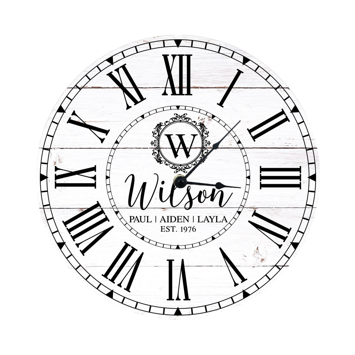 Custom Everyday Home and Family Clock 12” x .0125” First Last Name Year Established - LifeSong Milestones
