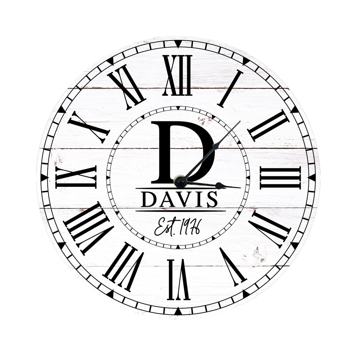 Custom Everyday Home and Family Clock 12” x .0125” Initials, Year - LifeSong Milestones