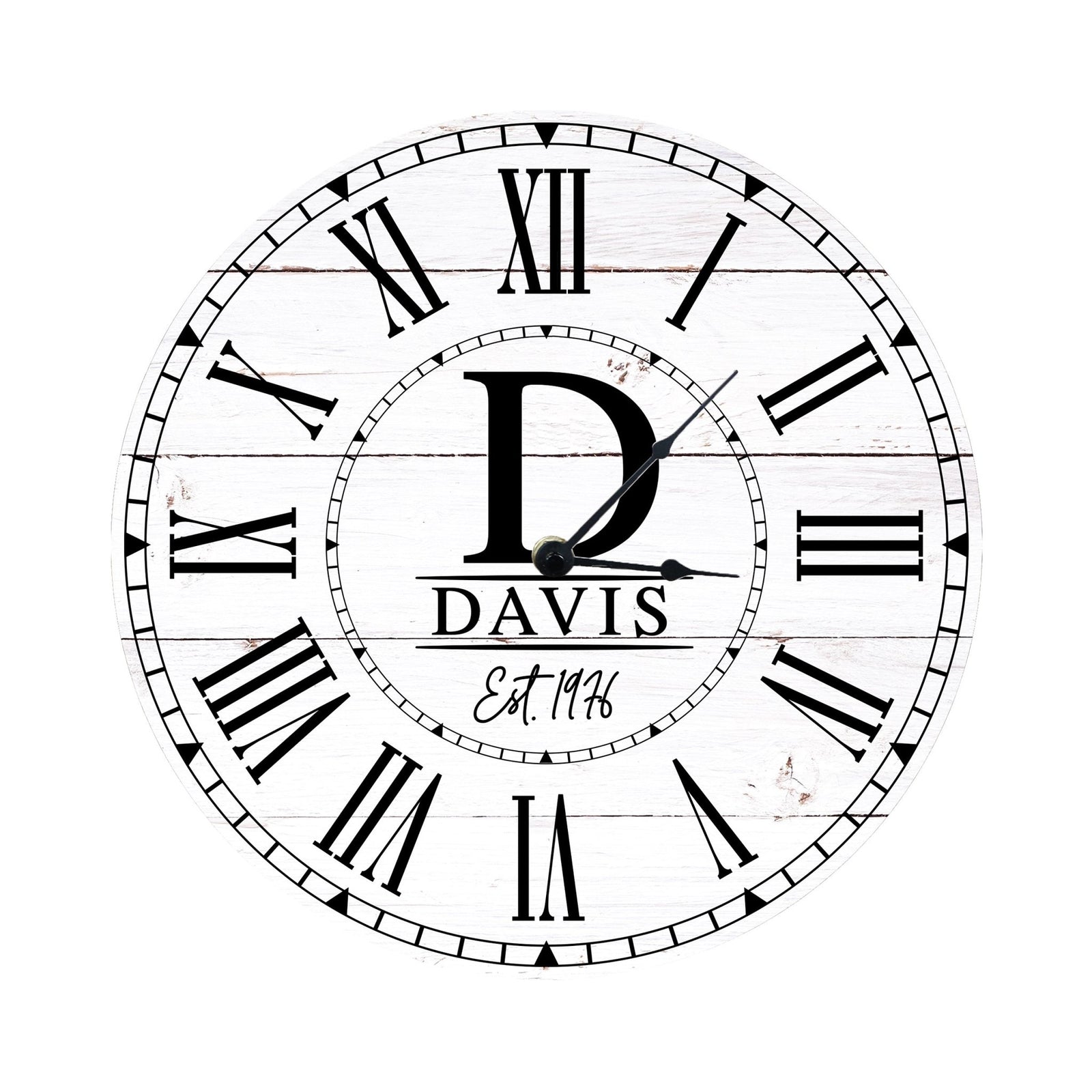 Custom Everyday Home and Family Clock 12” x .0125” Initials, Year - LifeSong Milestones
