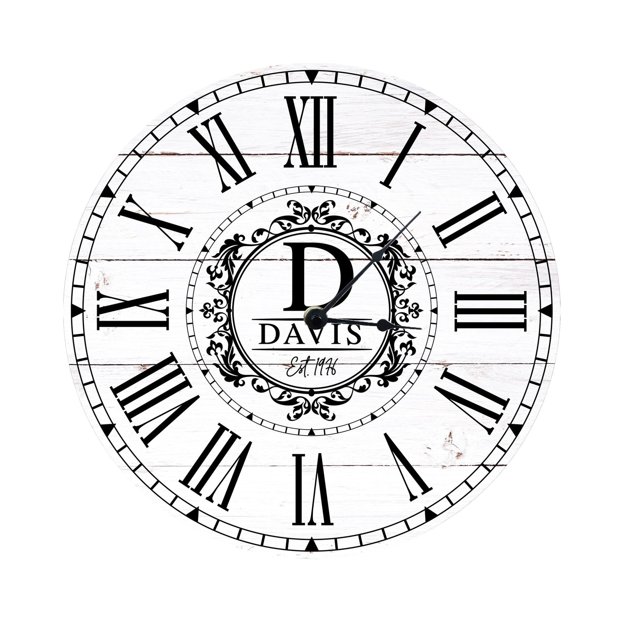 Custom Everyday Home and Family Clock 12” x .0125” Initials, Year - LifeSong Milestones