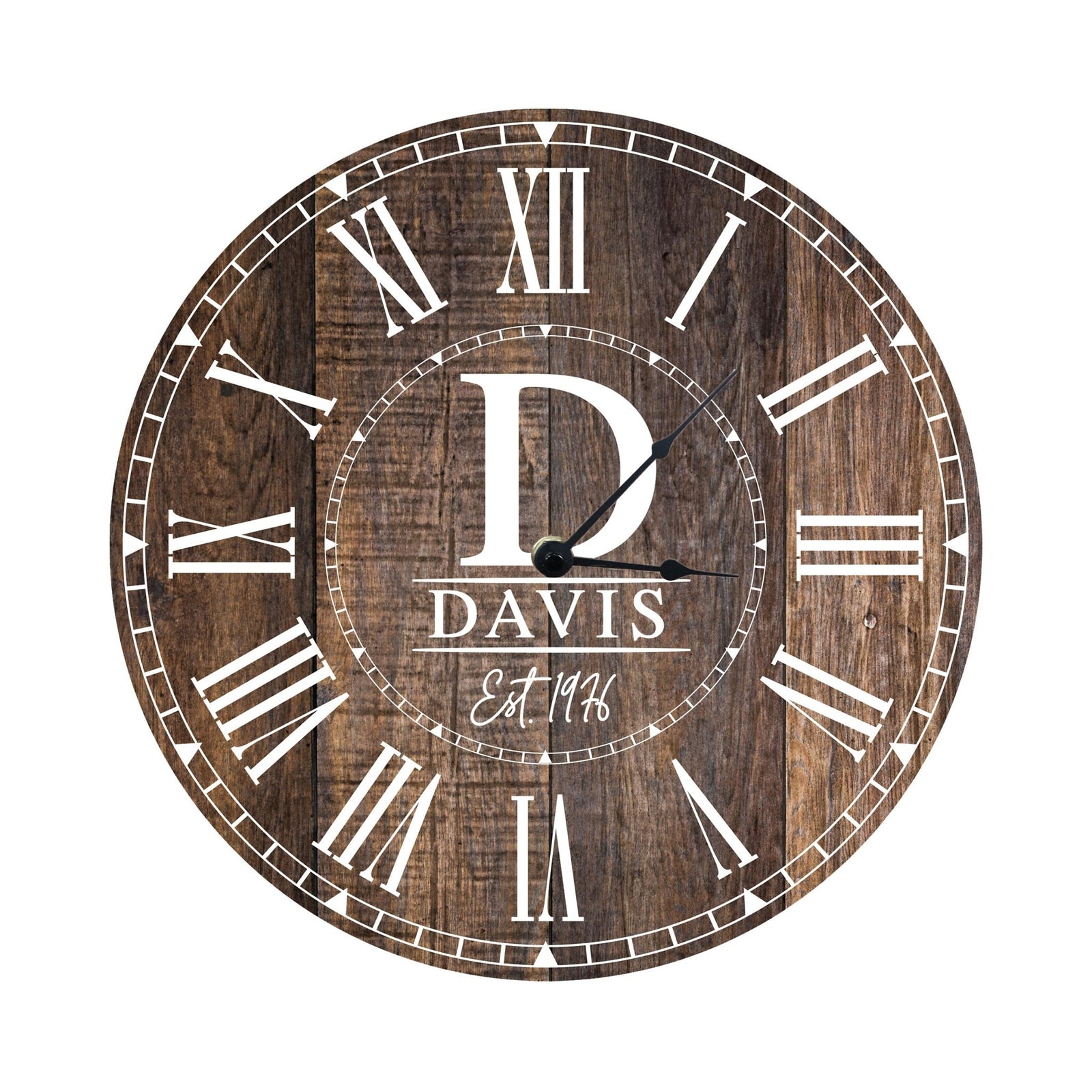 Custom Everyday Home and Family Clock 12” x .0125” Initials, Year - LifeSong Milestones