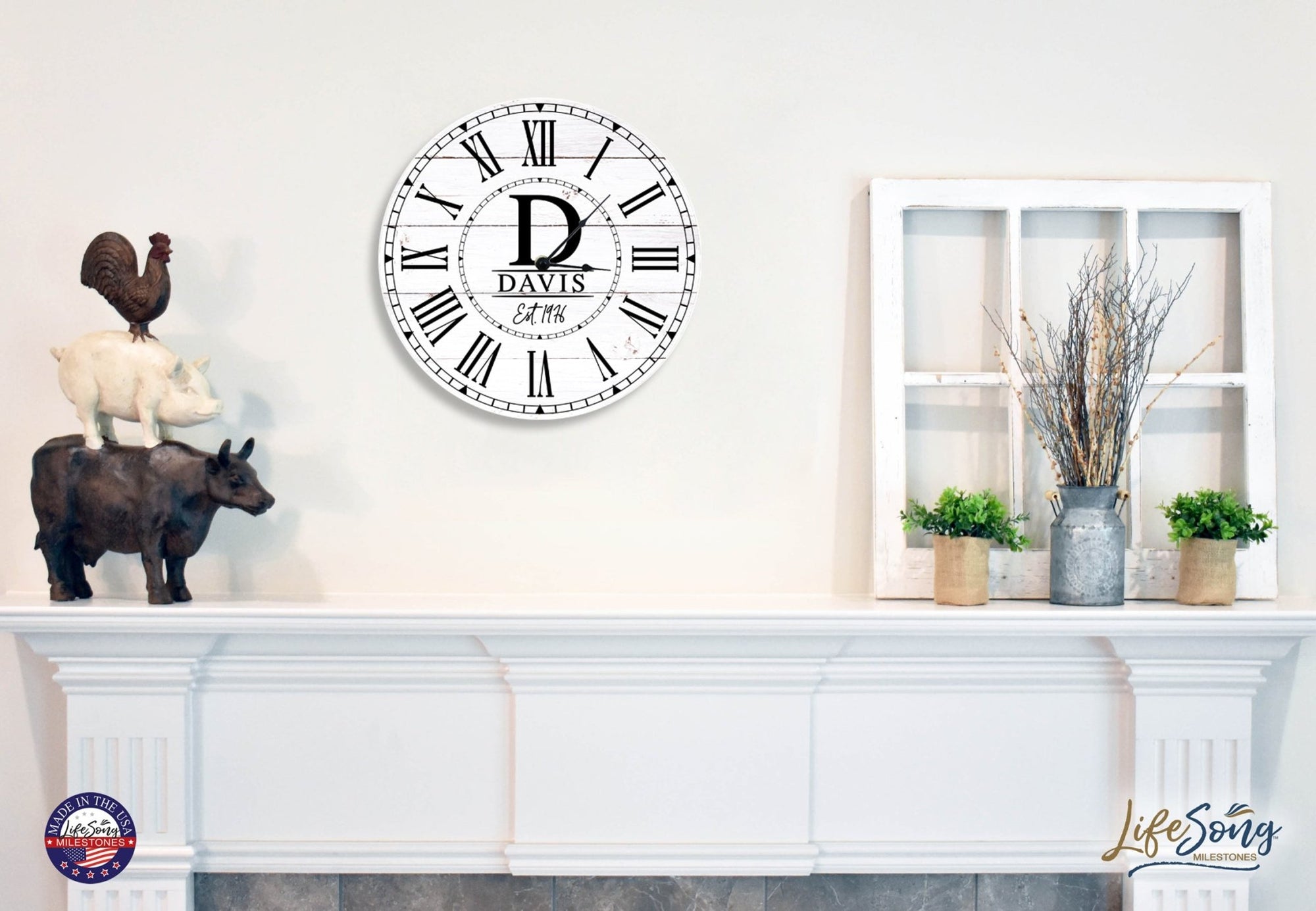 Custom Everyday Home and Family Clock 12” x .0125” Initials, Year - LifeSong Milestones