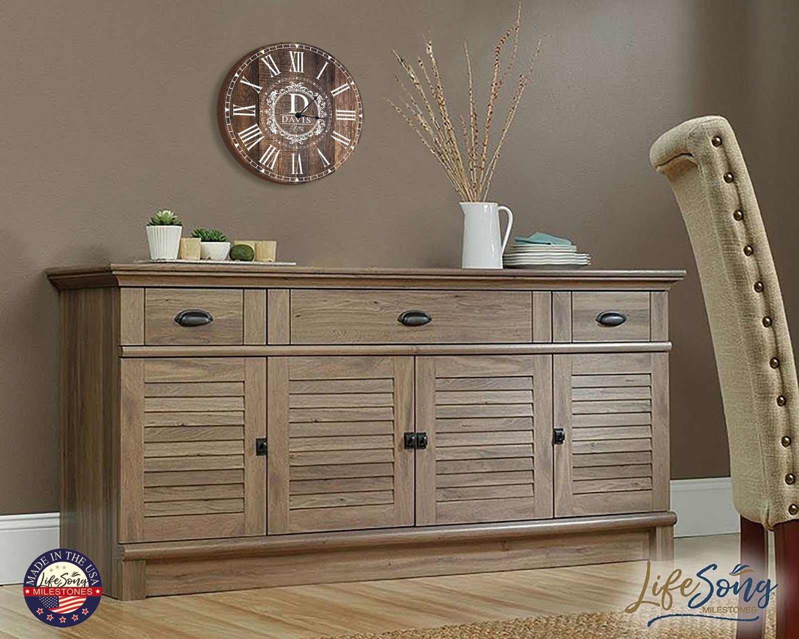 Custom Everyday Home and Family Clock 12” x .0125” Initials, Year - LifeSong Milestones