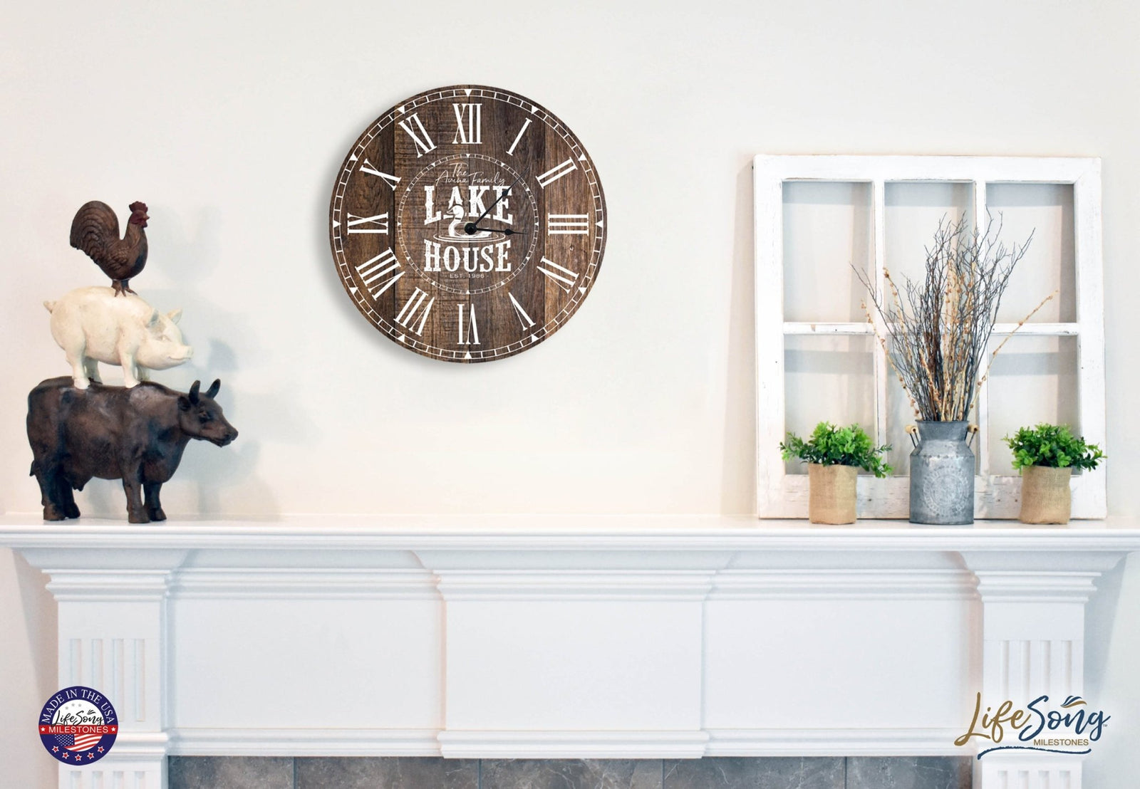 Custom Everyday Home and Family Clock 12” x .0125” Lakehouse (Duck) - LifeSong Milestones