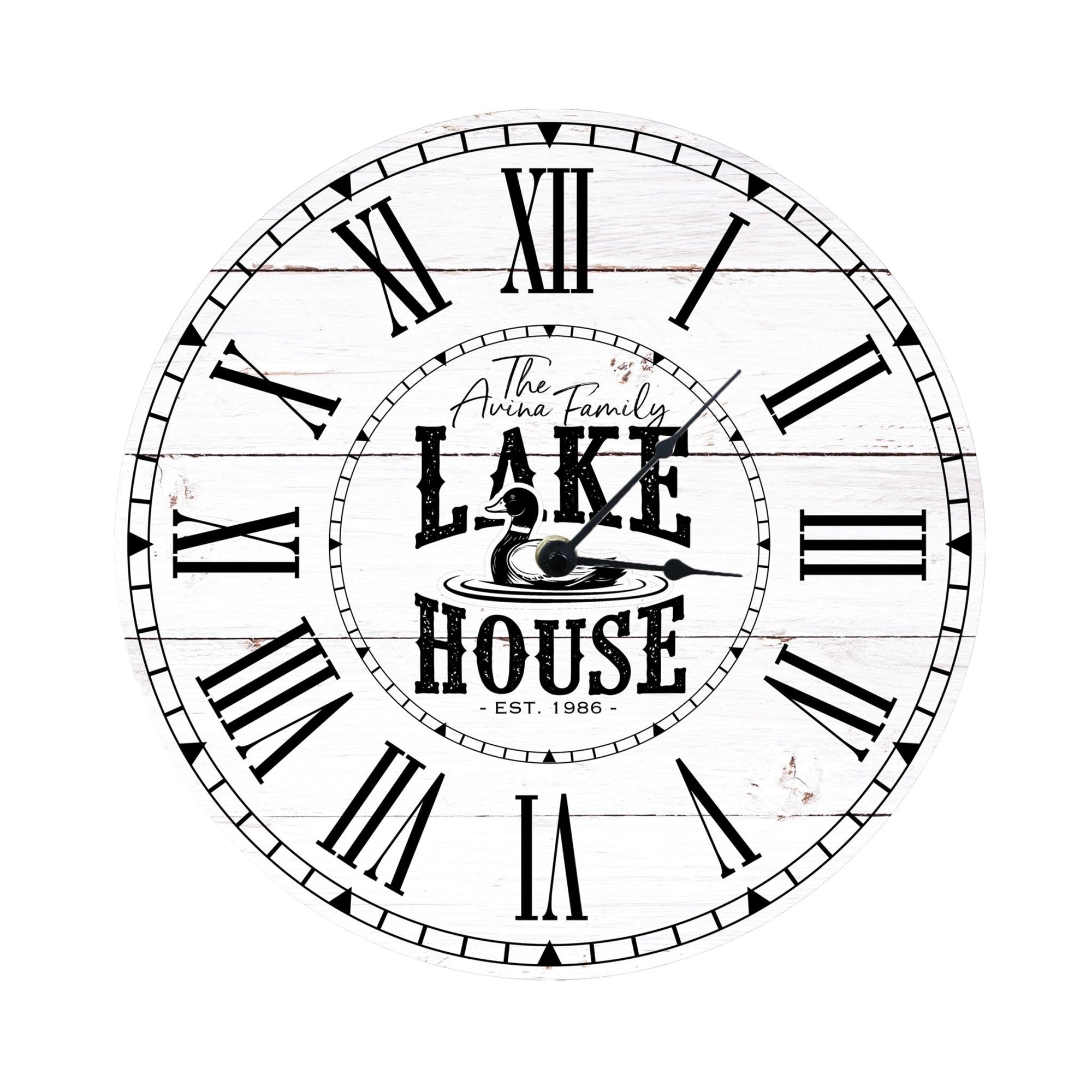 Custom Everyday Home and Family Clock 12” x .0125” Lakehouse (Duck) - LifeSong Milestones