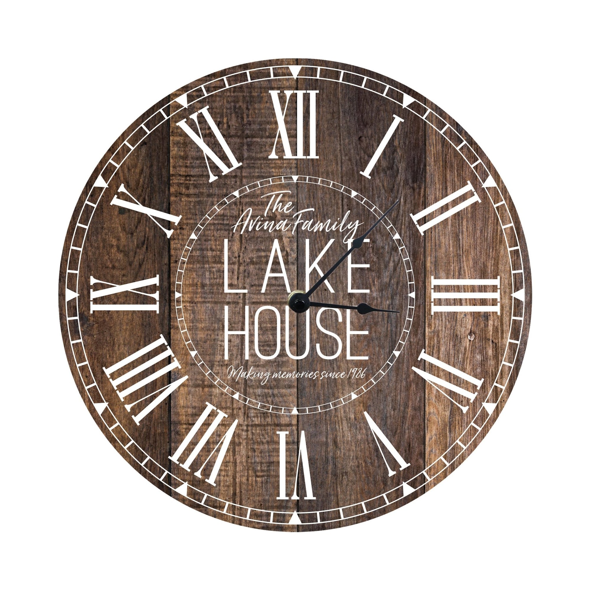 Custom Everyday Home and Family Clock 12” x .0125” Lakehouse Making Memories - LifeSong Milestones