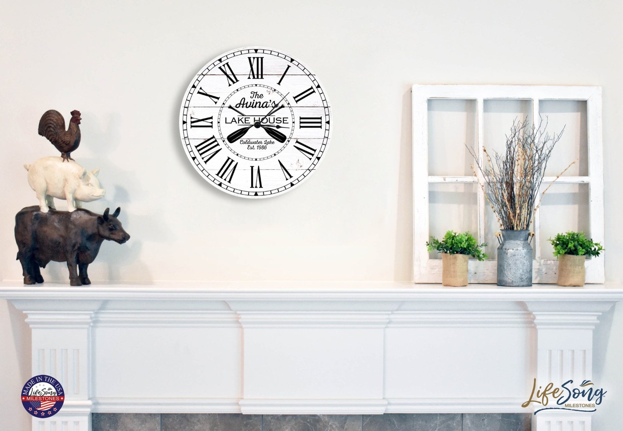 Custom Everyday Home and Family Clock 12” x .0125” Lakehouse (Paddles) - LifeSong Milestones
