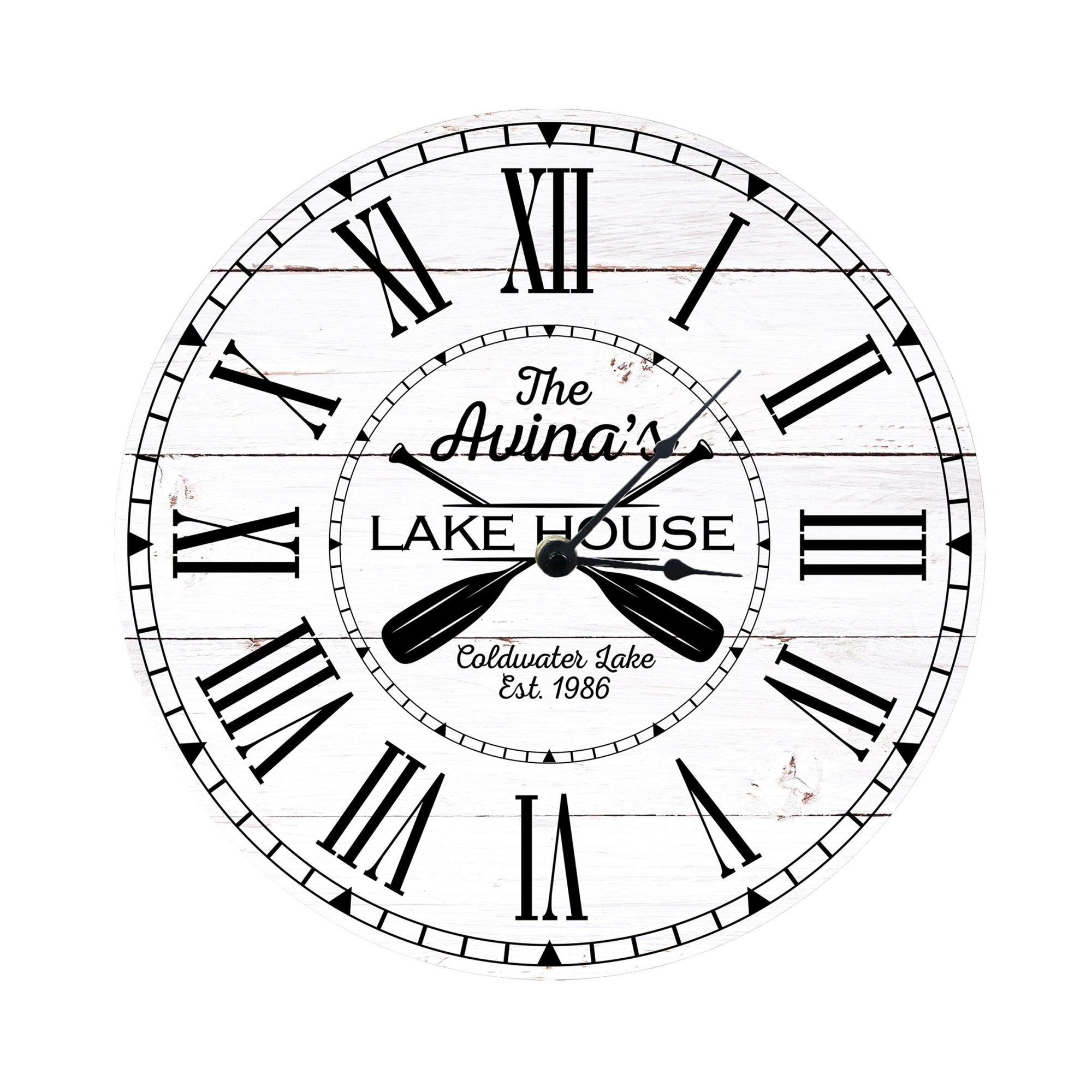 Custom Everyday Home and Family Clock 12” x .0125” Lakehouse (Paddles) - LifeSong Milestones