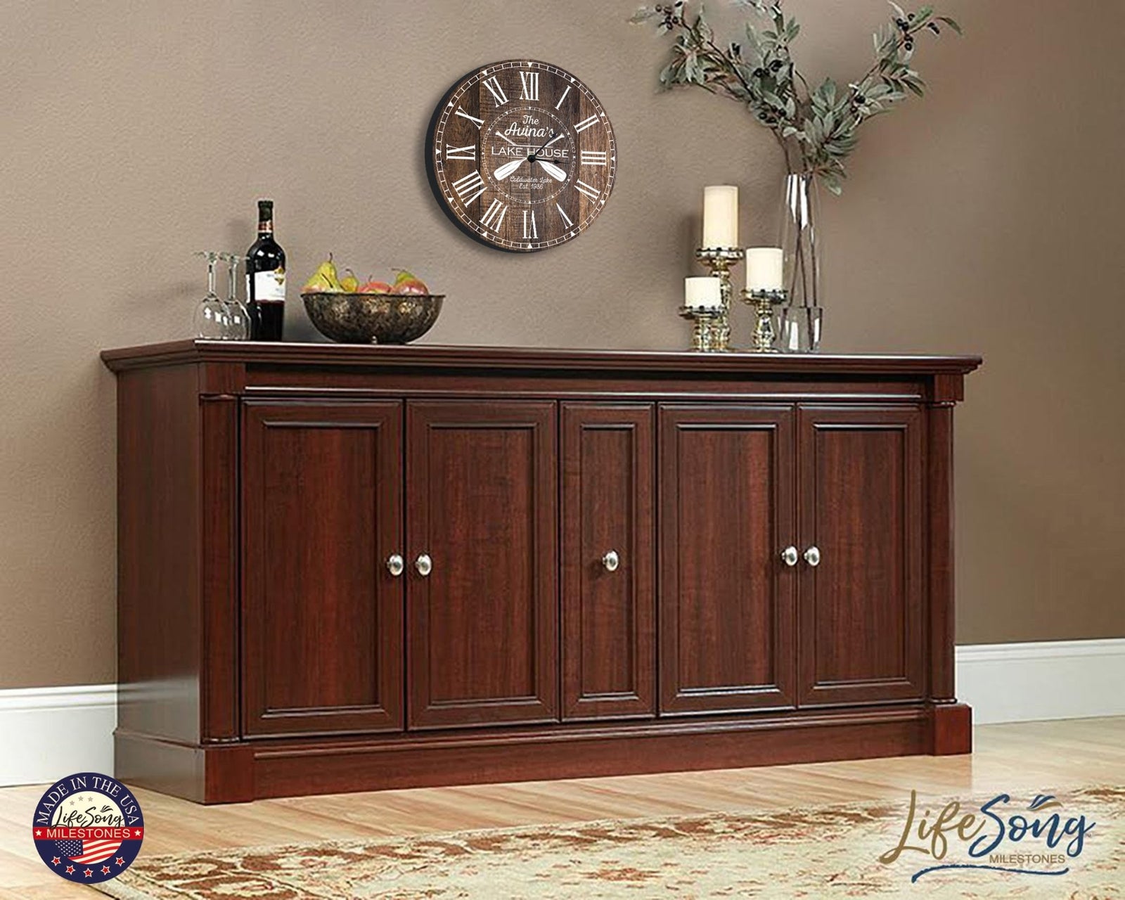 Custom Everyday Home and Family Clock 12” x .0125” Lakehouse (Paddles) - LifeSong Milestones