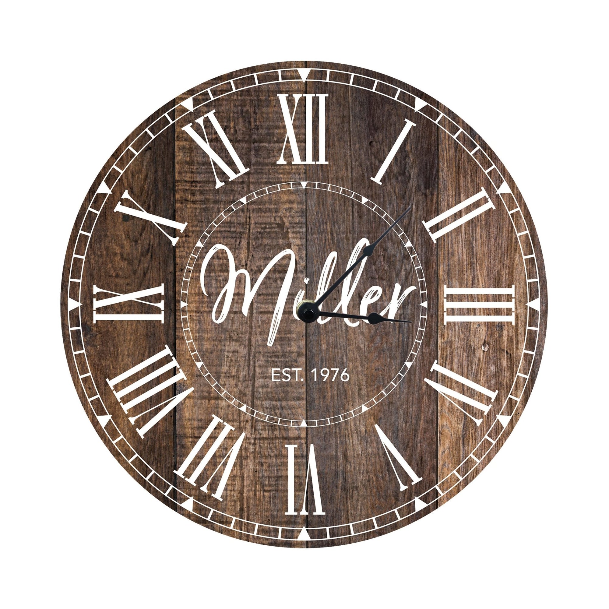 Custom Everyday Home and Family Clock 12” x .0125” Last Name Established - LifeSong Milestones