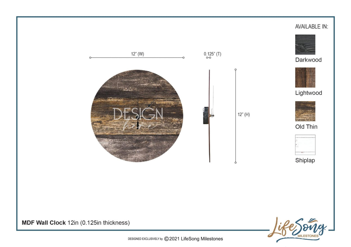 Custom Everyday Home and Family Clock 12” x .0125” Last Name Established - LifeSong Milestones