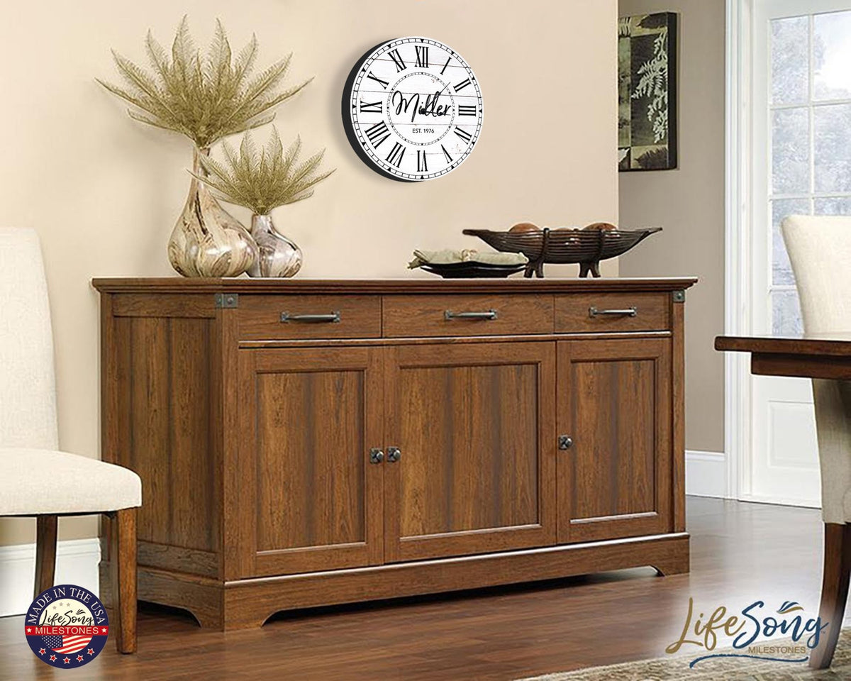 Custom Everyday Home and Family Clock 12” x .0125” Last Name Established - LifeSong Milestones