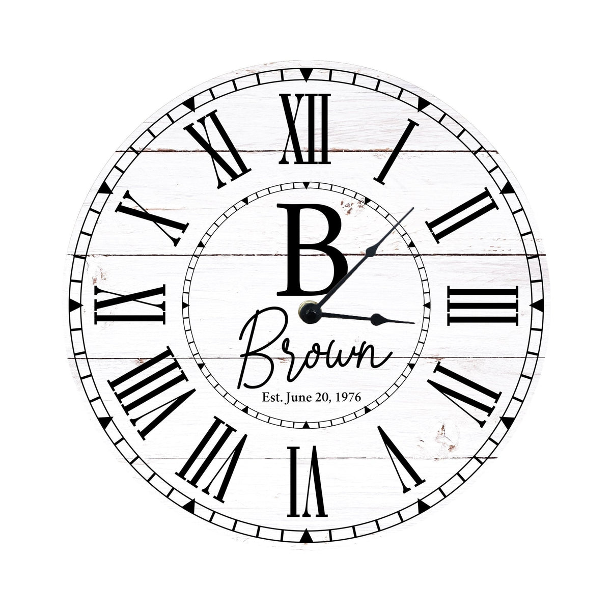 Custom Everyday Home and Family Clock 12” x .0125” Last Name Initial Date - LifeSong Milestones