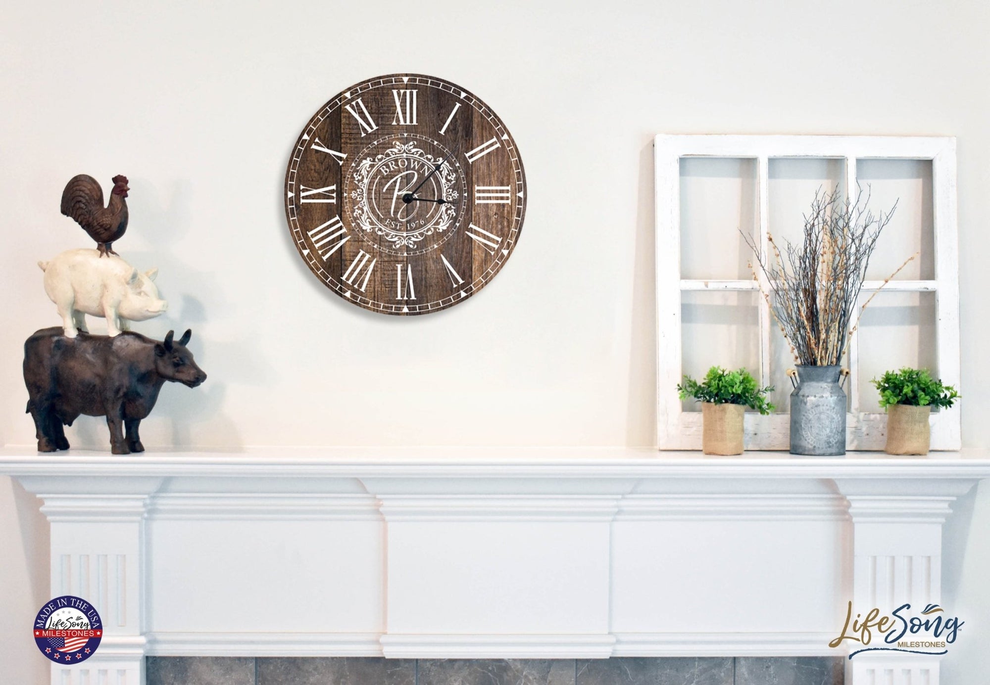 Custom Everyday Home and Family Clock 12” x .0125” Last Name, Initials, Year - LifeSong Milestones