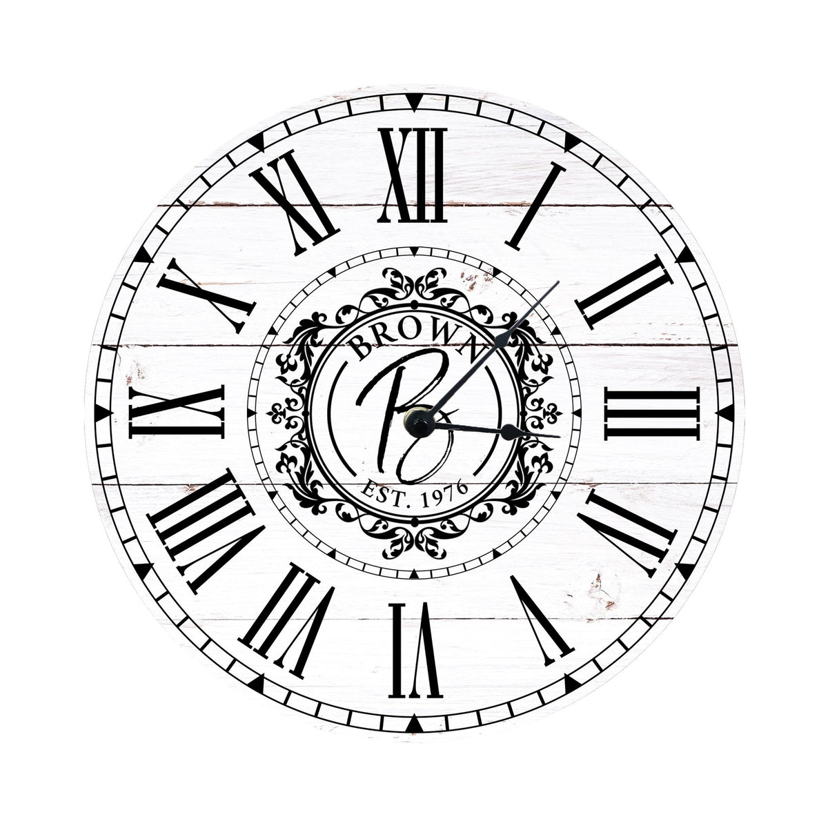 Custom Everyday Home and Family Clock 12” x .0125” Last Name, Initials, Year - LifeSong Milestones