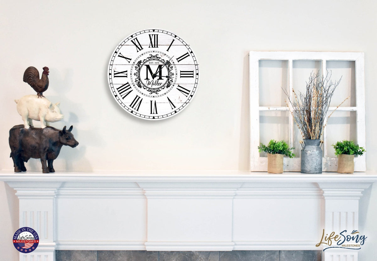 Custom Everyday Home and Family Clock 12” x .0125” Last Name, Initials, Year - LifeSong Milestones
