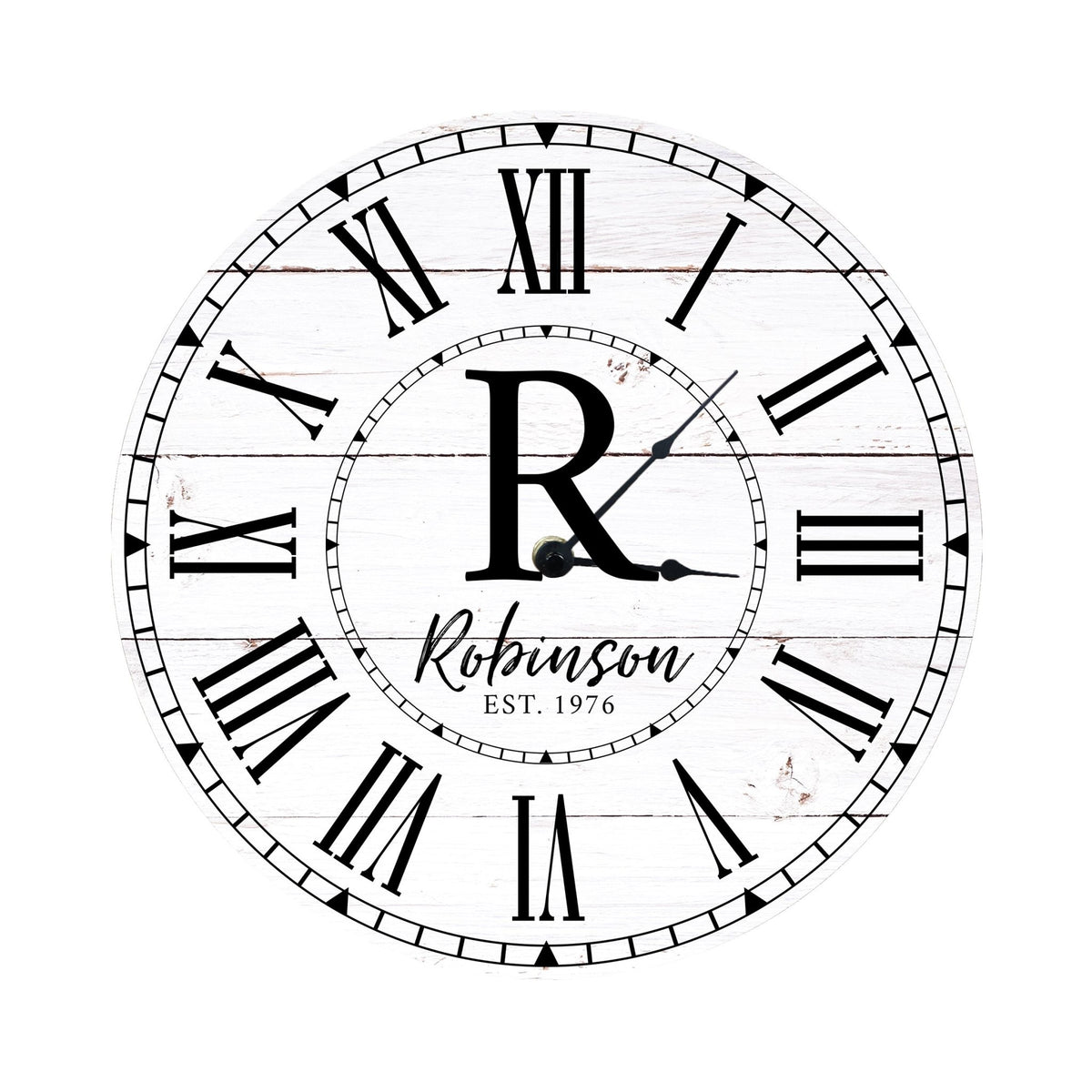 Custom Everyday Home and Family Clock 12” x .0125” Last Name, Initials, Year - LifeSong Milestones