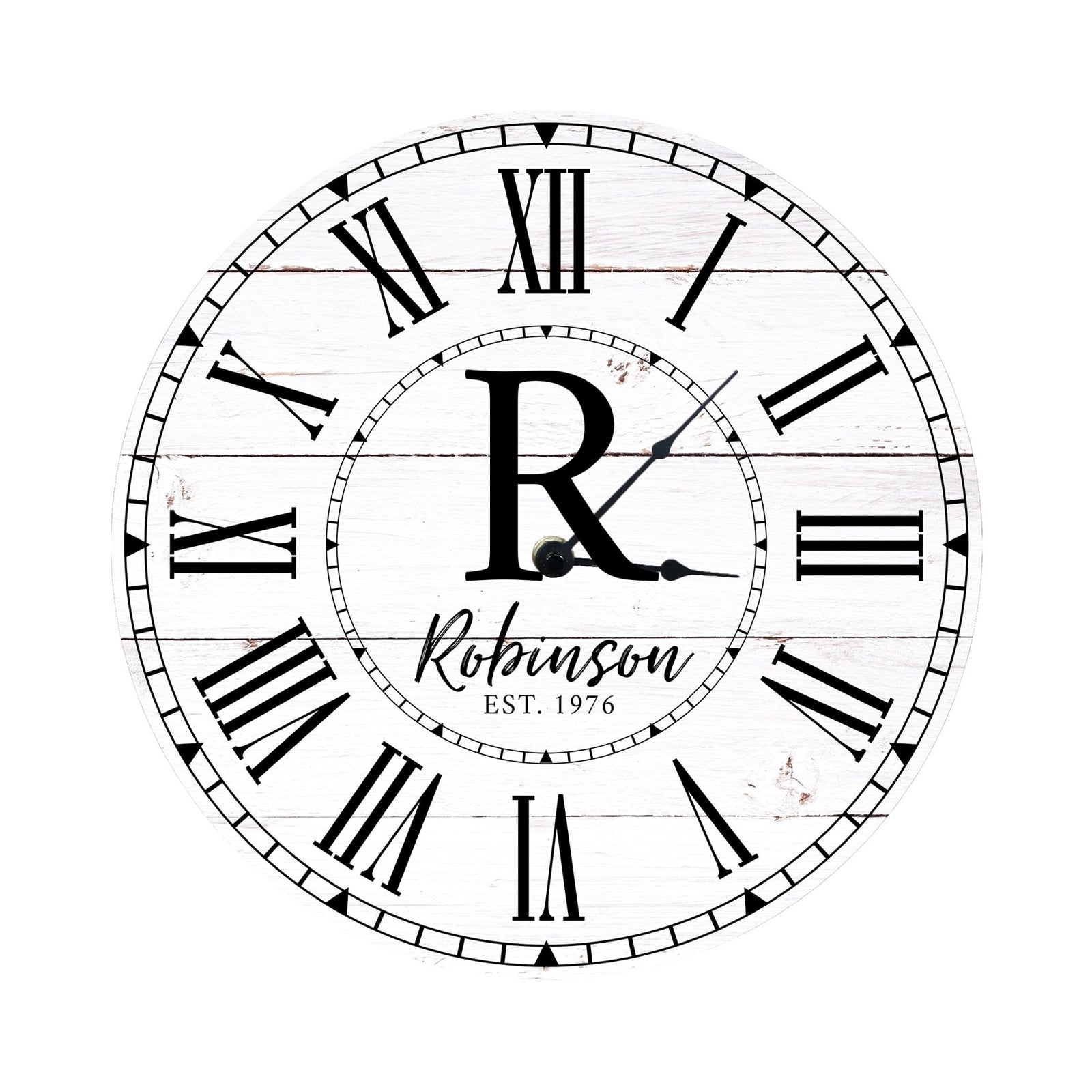 Custom Everyday Home and Family Clock 12” x .0125” Last Name, Initials, Year - LifeSong Milestones