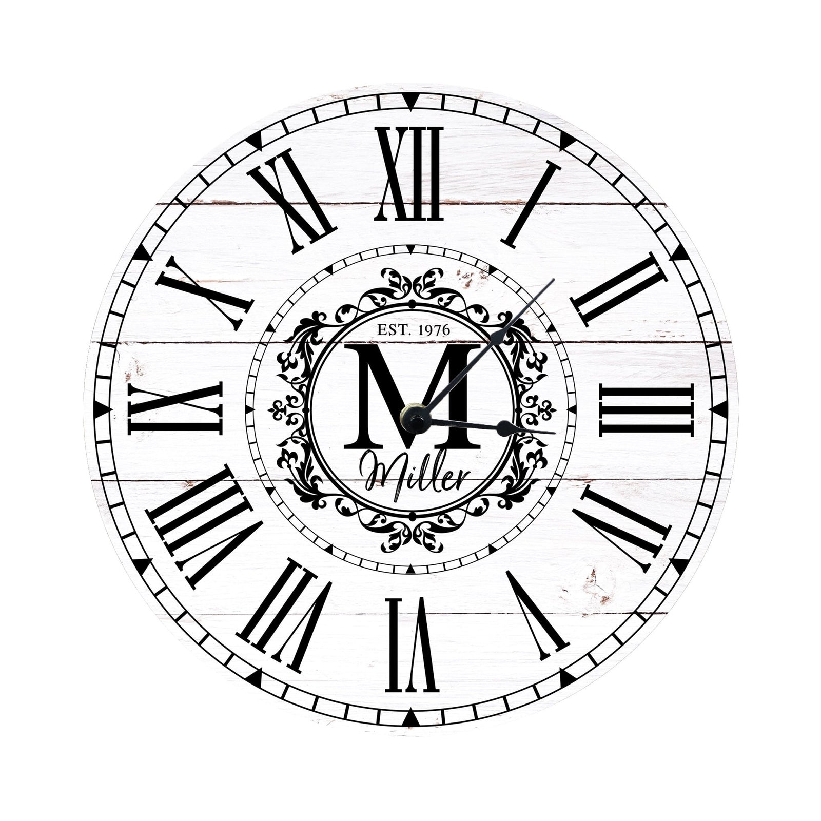 Custom Everyday Home and Family Clock 12” x .0125” Last Name, Initials, Year - LifeSong Milestones