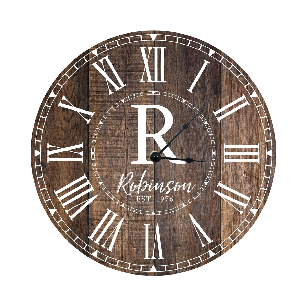 Custom Everyday Home and Family Clock 12” x .0125” Last Name, Initials, Year - LifeSong Milestones