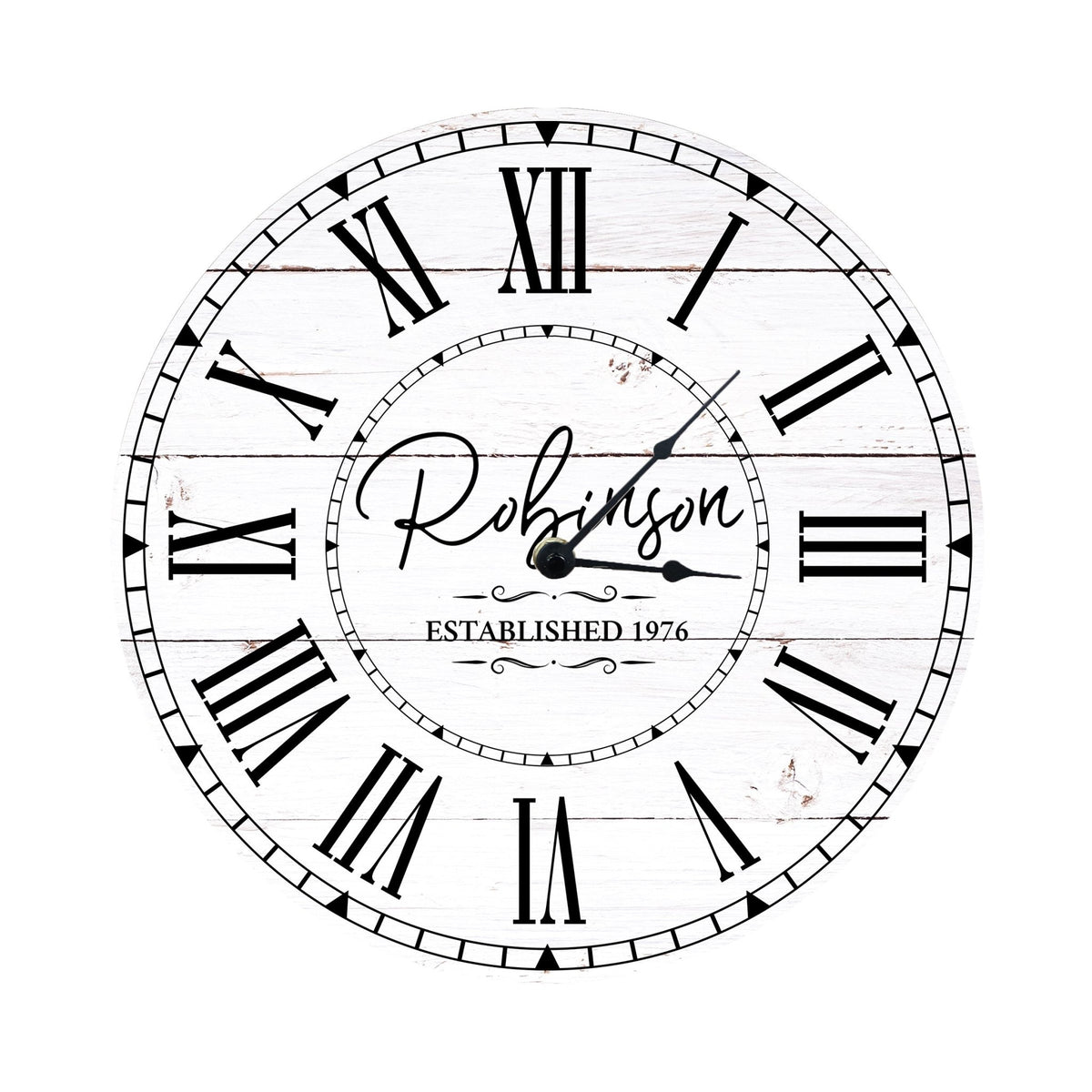 Custom Everyday Home and Family Clock 12” x .0125” Last Name Year Established - LifeSong Milestones