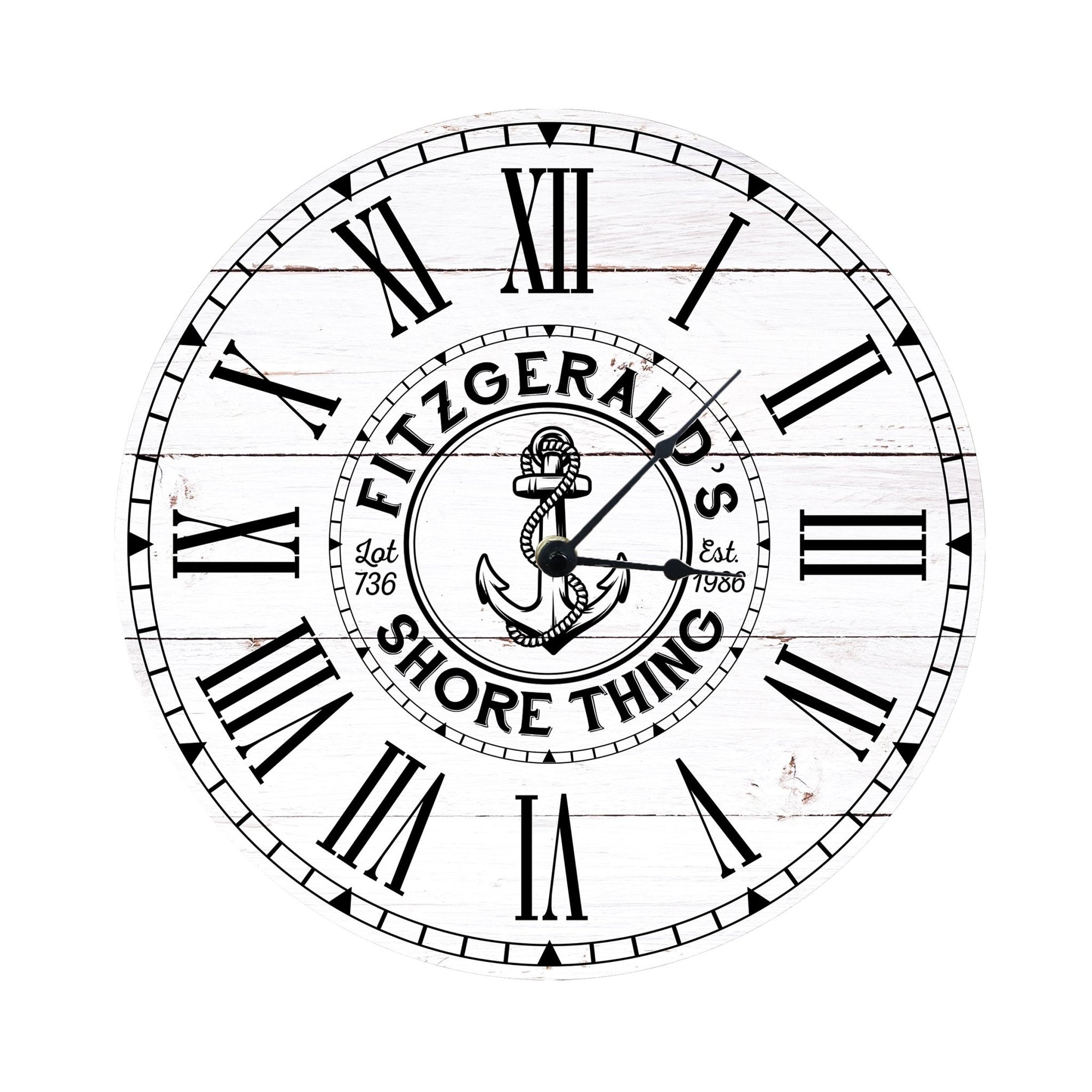Custom Everyday Home and Family Clock 12” x .0125” Shore Thing - LifeSong Milestones