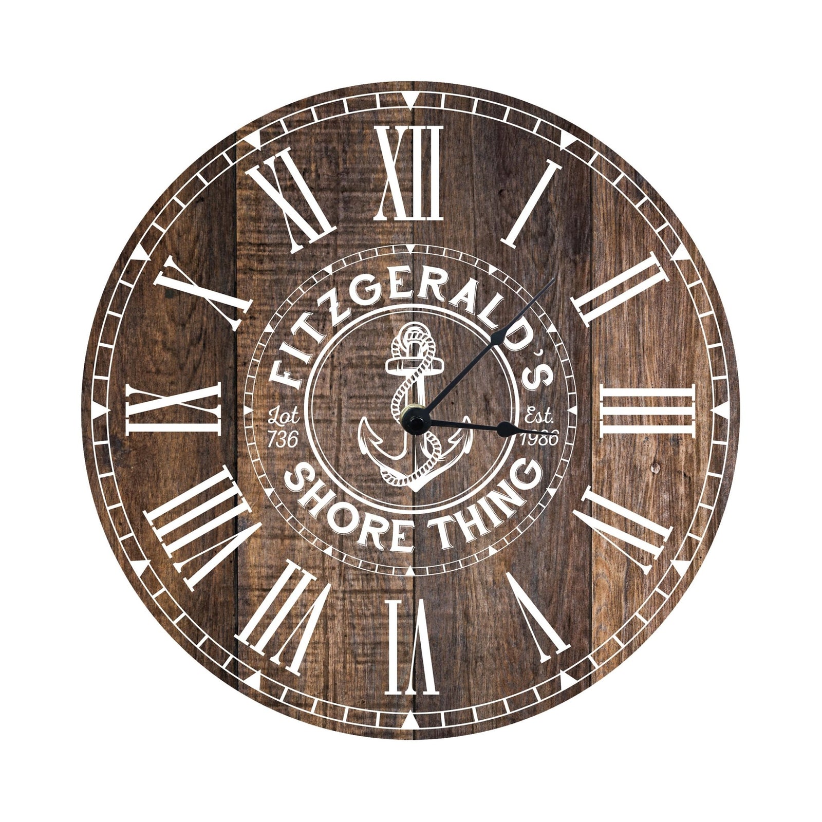 Custom Everyday Home and Family Clock 12” x .0125” Shore Thing - LifeSong Milestones