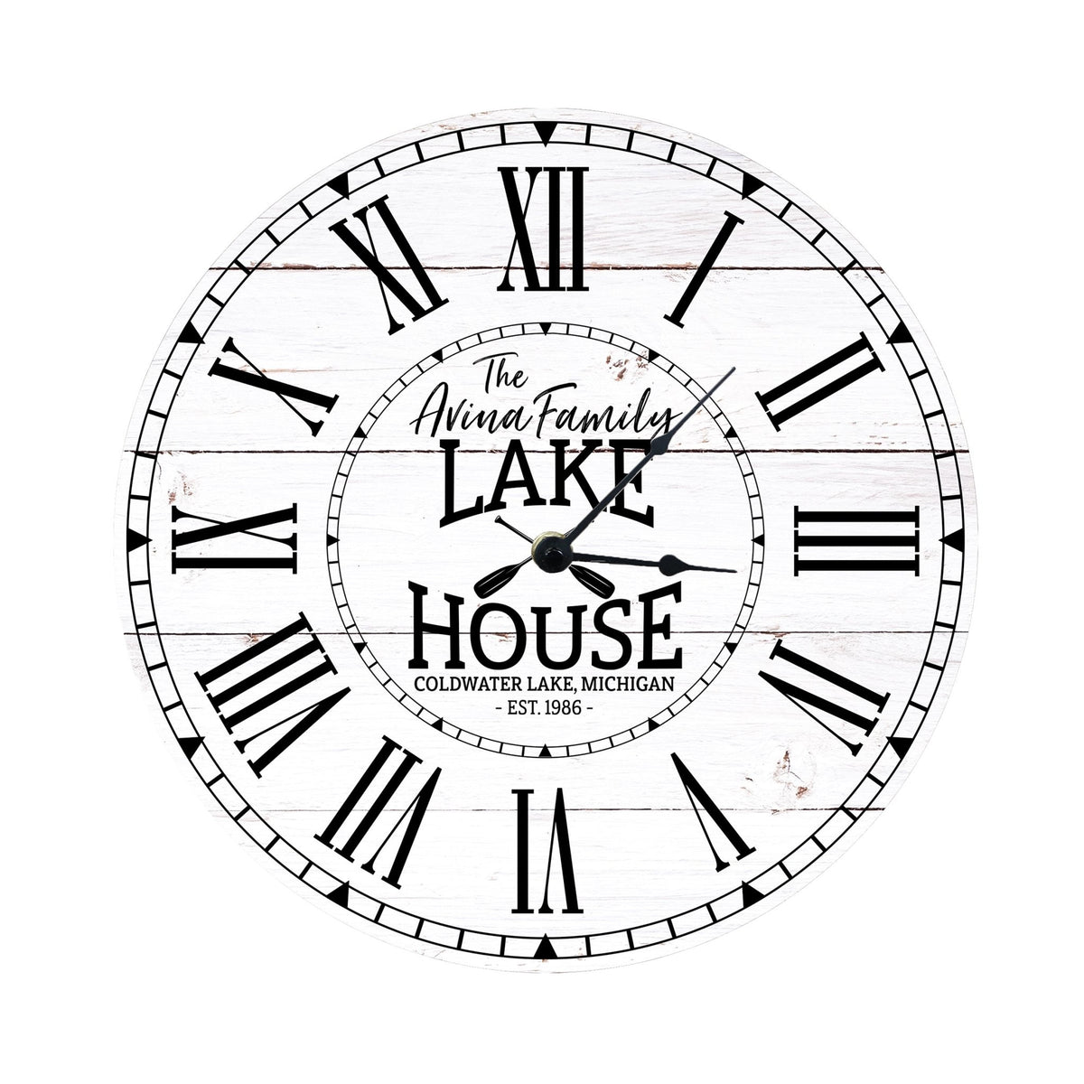 Custom Everyday Home and Family Clock 12” x .0125” The Lakehouse - LifeSong Milestones