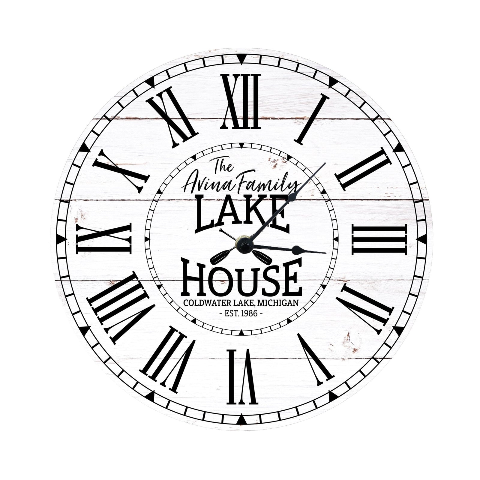 Custom Everyday Home and Family Clock 12” x .0125” The Lakehouse - LifeSong Milestones