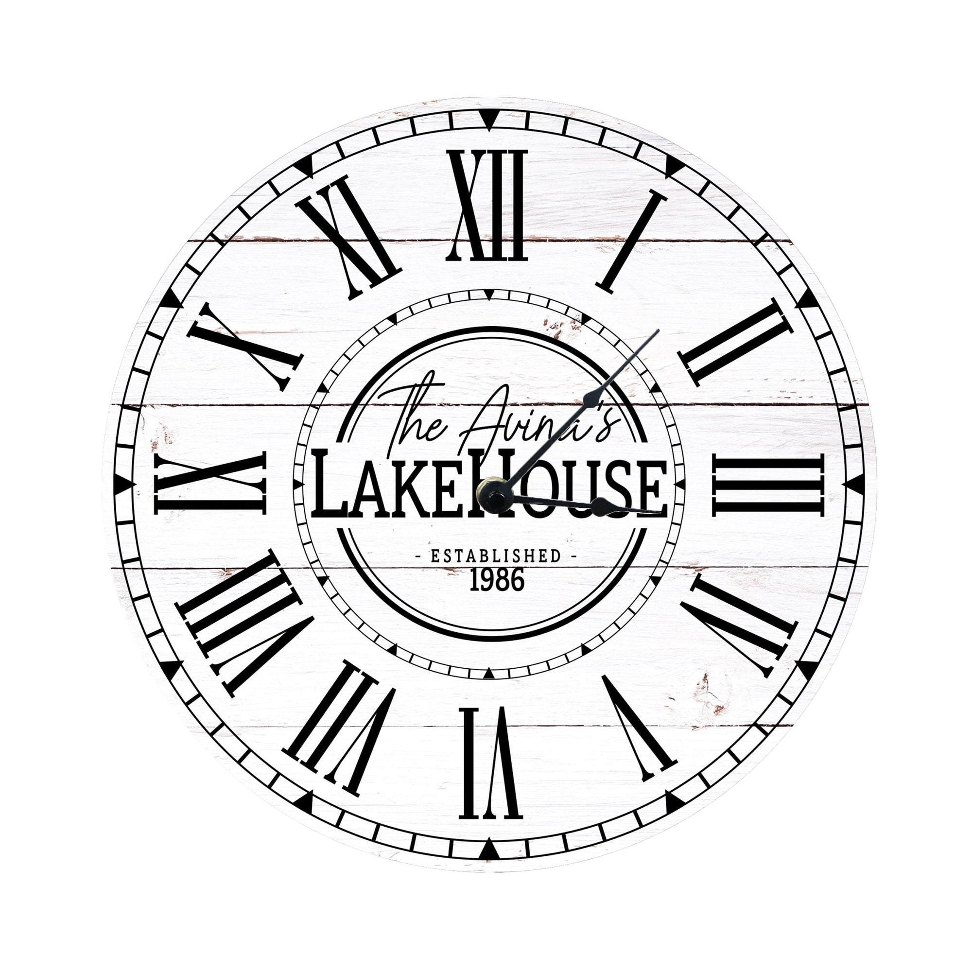 Custom Everyday Home and Family Clock 12” x .0125” The Lakehouse - LifeSong Milestones