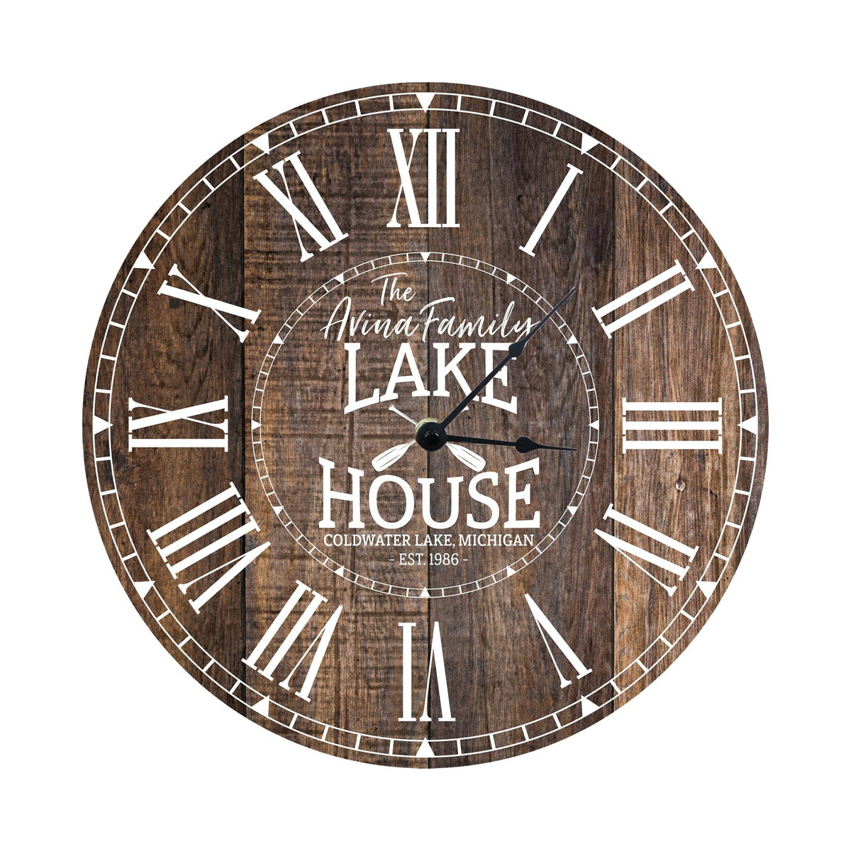 Custom Everyday Home and Family Clock 12” x .0125” The Lakehouse - LifeSong Milestones
