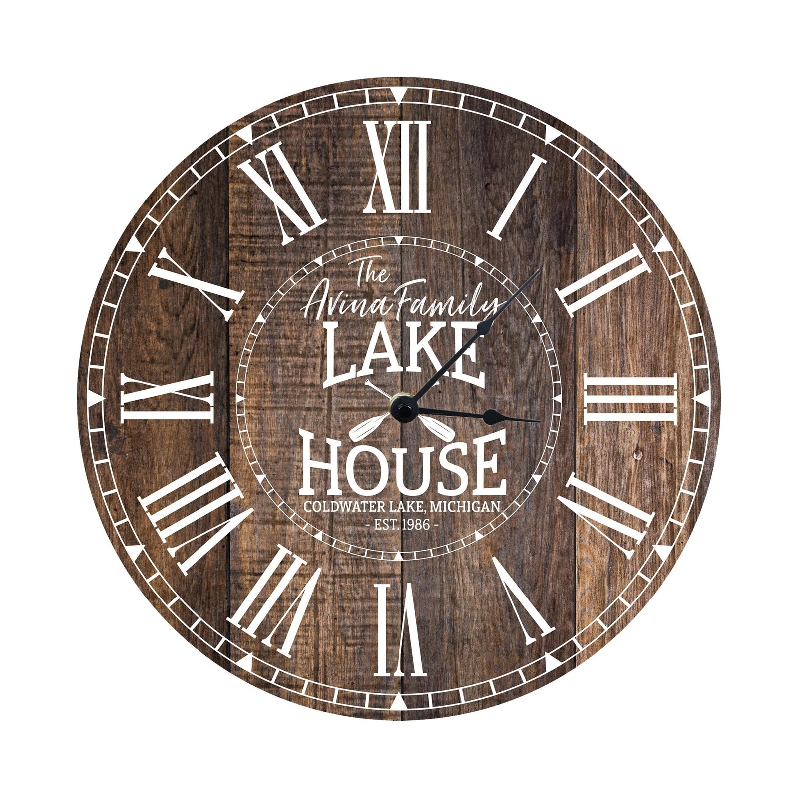 Custom Everyday Home and Family Clock 12” x .0125” The Lakehouse - LifeSong Milestones