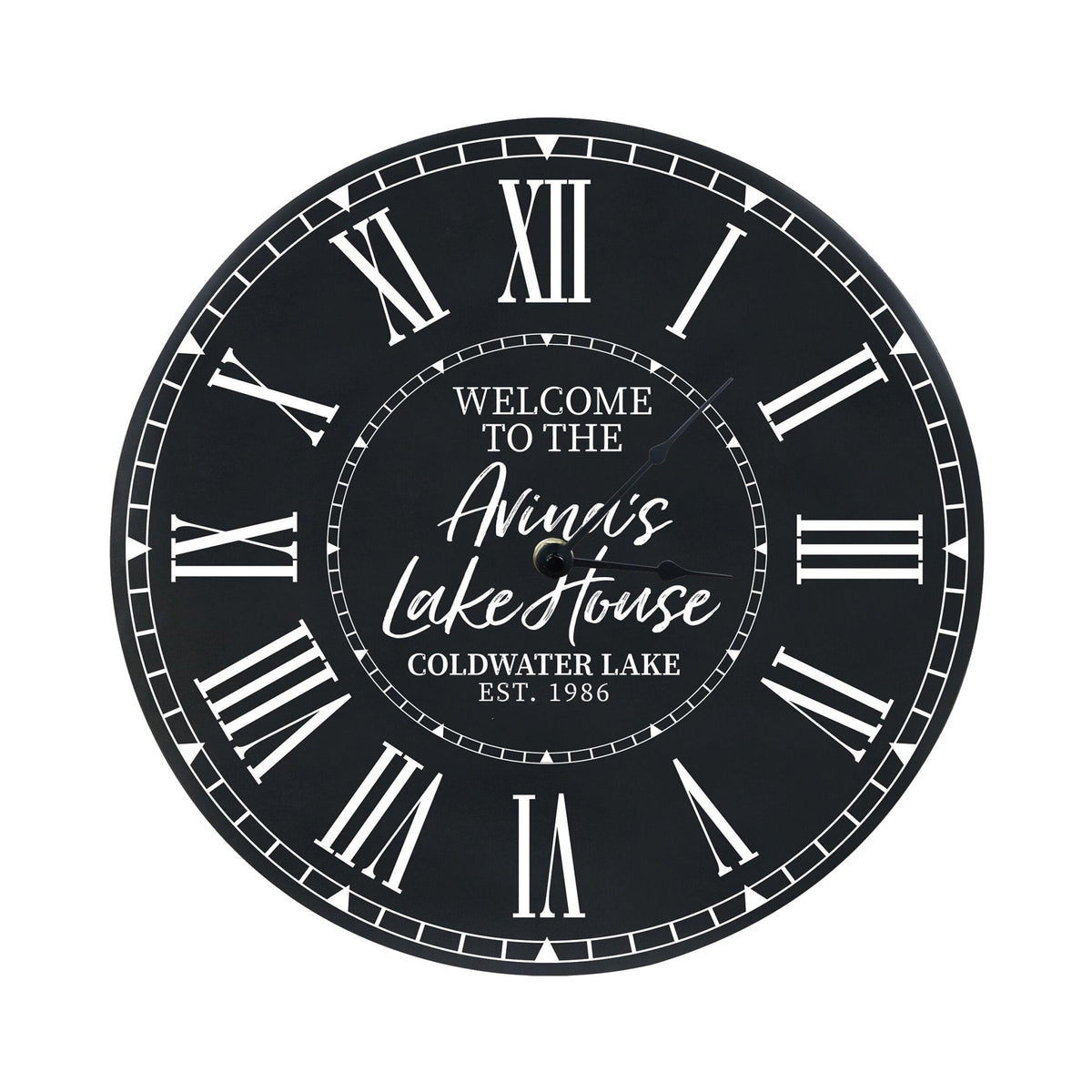 Custom Everyday Home and Family Clock 12” x .0125” Welcome To The Lakehouse - LifeSong Milestones