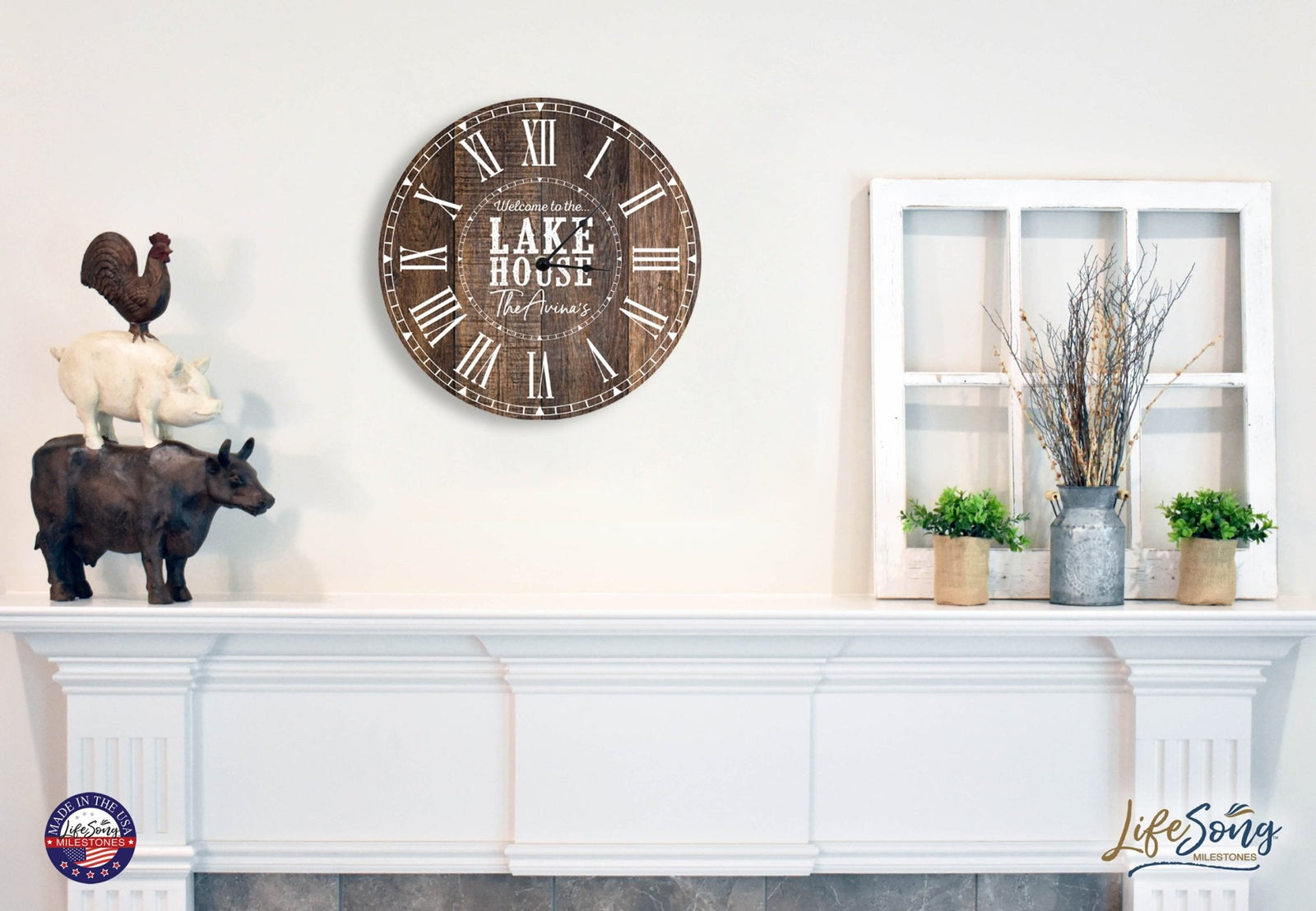 Custom Everyday Home and Family Clock 12” x .0125” Welcome to the Lakehouse - LifeSong Milestones