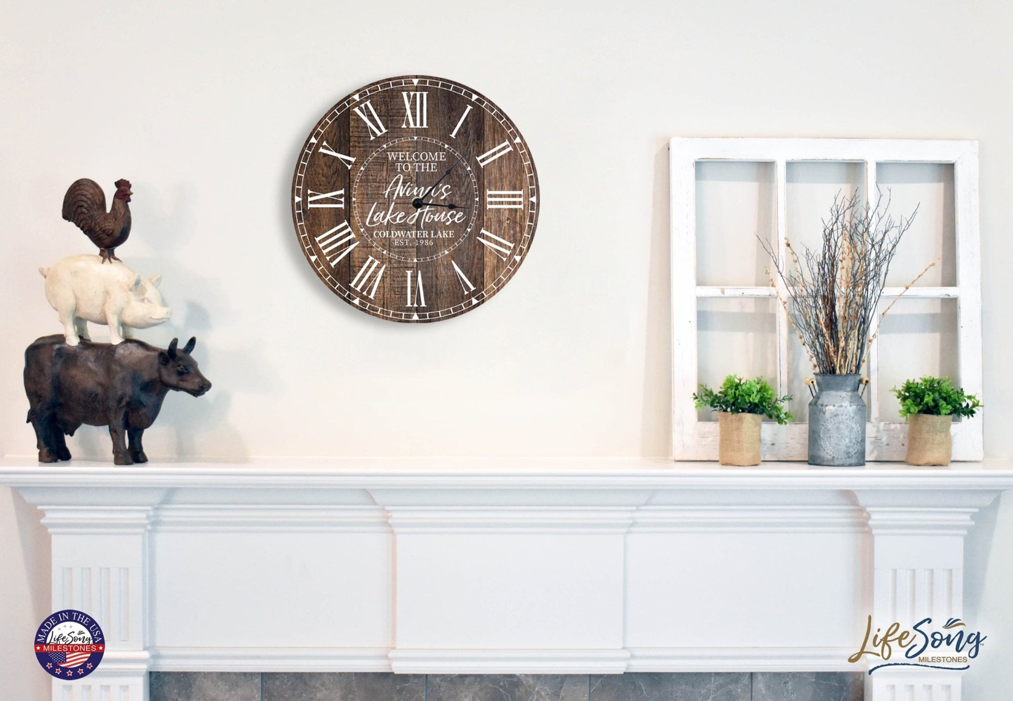 Custom Everyday Home and Family Clock 12” x .0125” Welcome To The Lakehouse - LifeSong Milestones