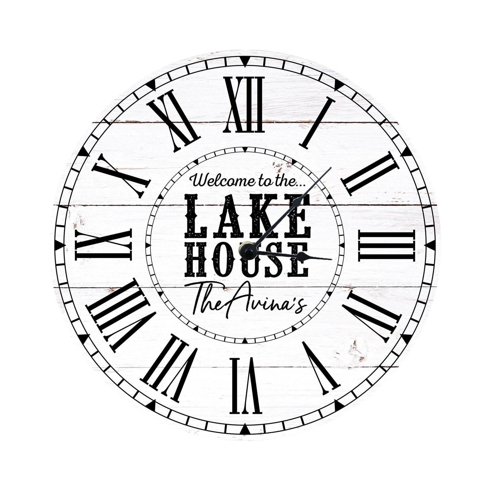 Custom Everyday Home and Family Clock 12” x .0125” Welcome to the Lakehouse - LifeSong Milestones