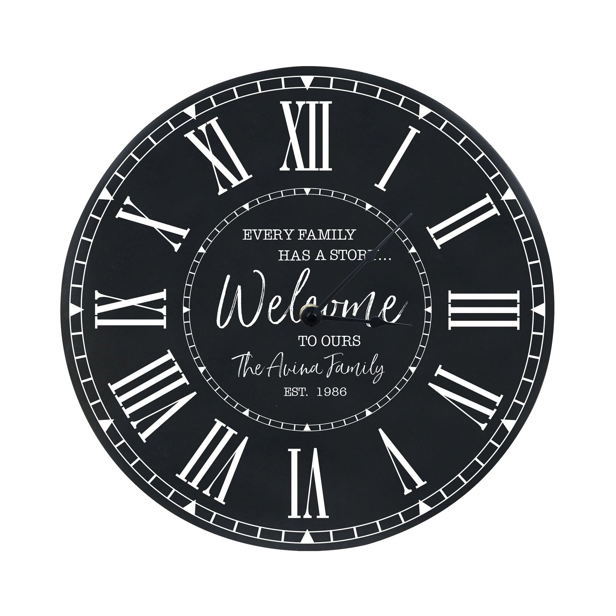 Custom Everyday Home and Family Clock 12” x 0.75” Every Family Has Welcome - LifeSong Milestones