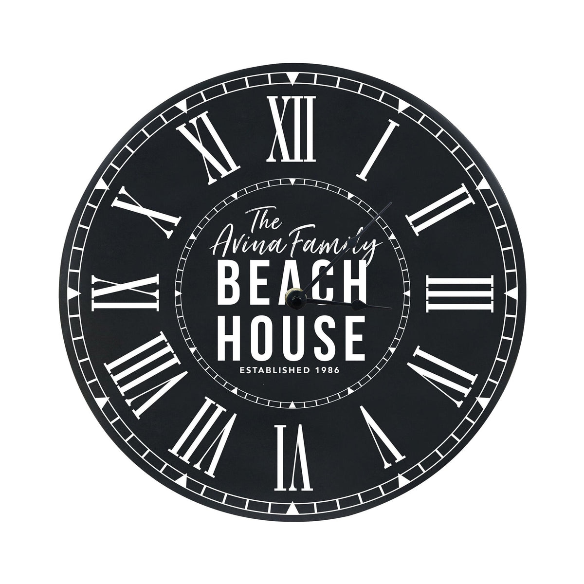 Custom Everyday Home and Family Clock 12” x 0.75” Family Beach House - LifeSong Milestones