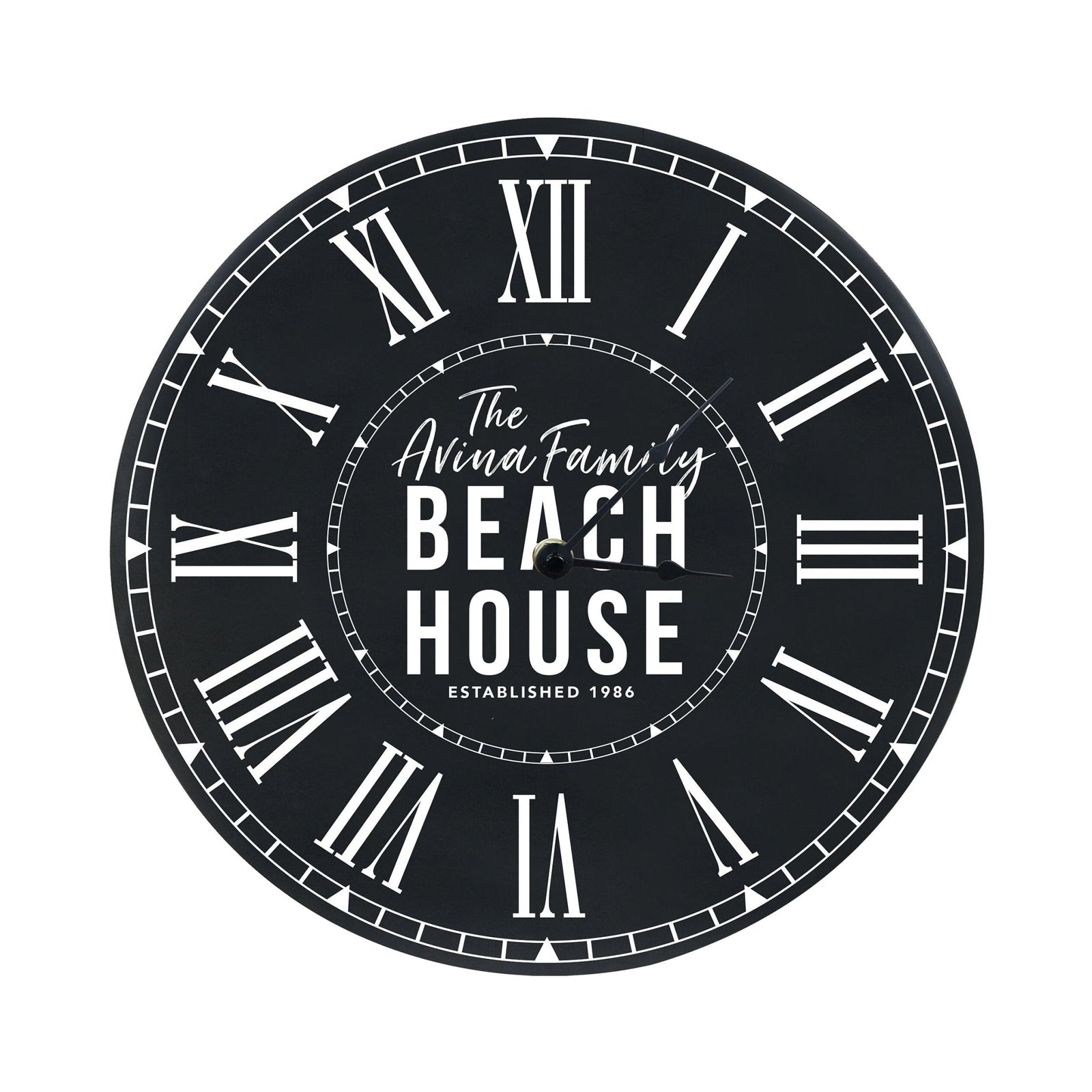 Custom Everyday Home and Family Clock 12” x 0.75” Family Beach House - LifeSong Milestones