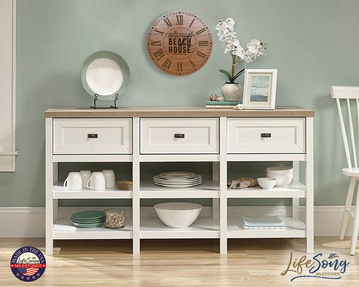 Custom Everyday Home and Family Clock 12” x 0.75” Family Beach House - LifeSong Milestones