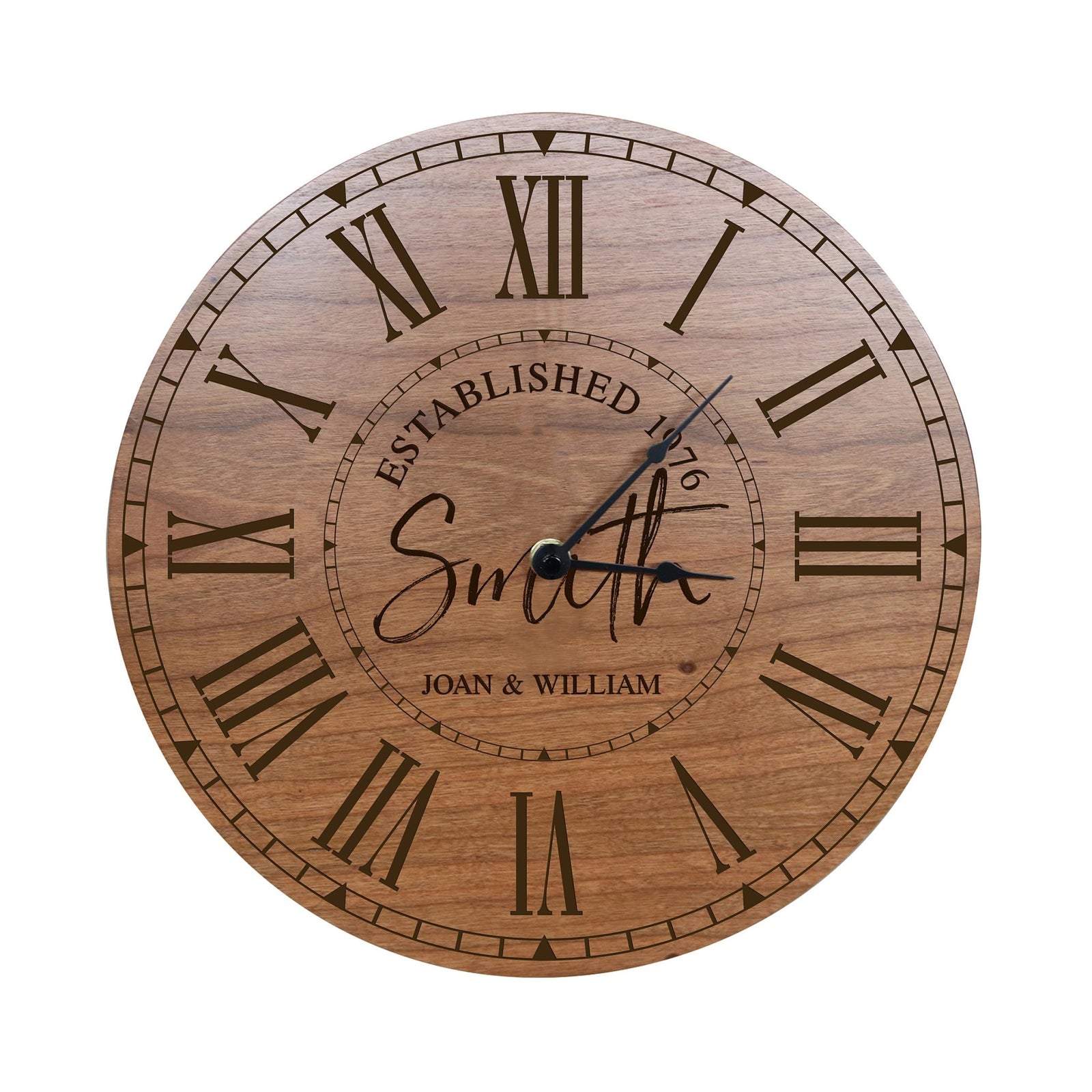 Custom Everyday Home and Family Clock 12” x 0.75” Family Name Established - LifeSong Milestones