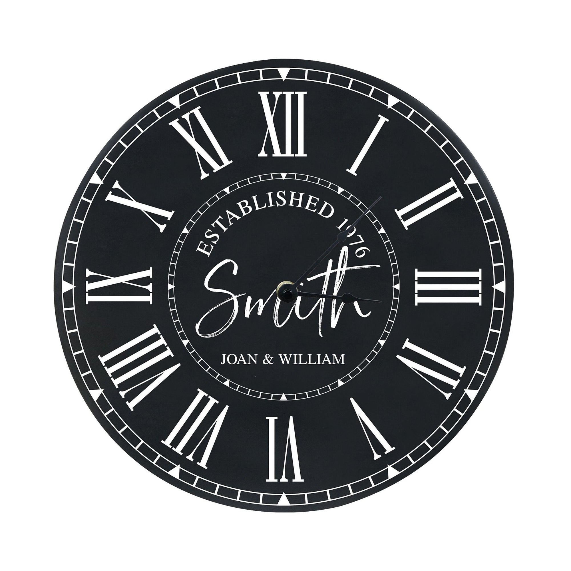 Custom Everyday Home and Family Clock 12” x 0.75” Family Name Established - LifeSong Milestones