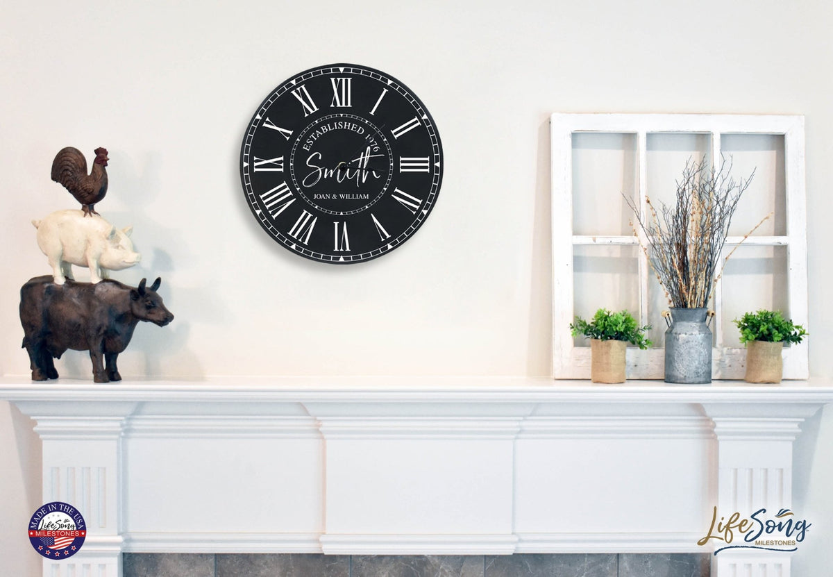 Custom Everyday Home and Family Clock 12” x 0.75” Family Name Established - LifeSong Milestones